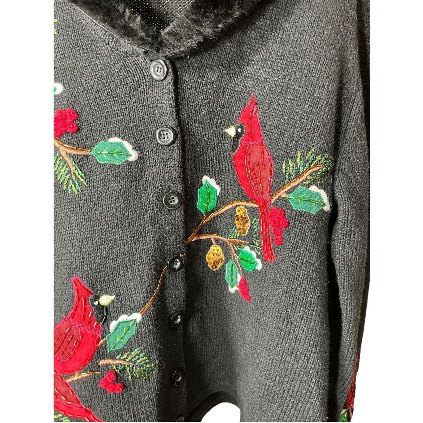 Other Vintage Tiara International Cardigan Sweater Cardinal Fur Collar Size Medium Size M / US 6-8 / IT 42-44 - 3 Thumbnail