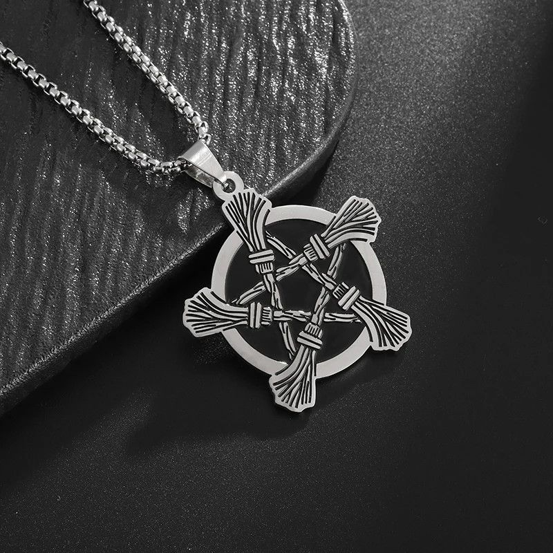 Jewelry Broom Witchcraft Pentagram Pendant Necklace Size ONE SIZE - 4 Thumbnail