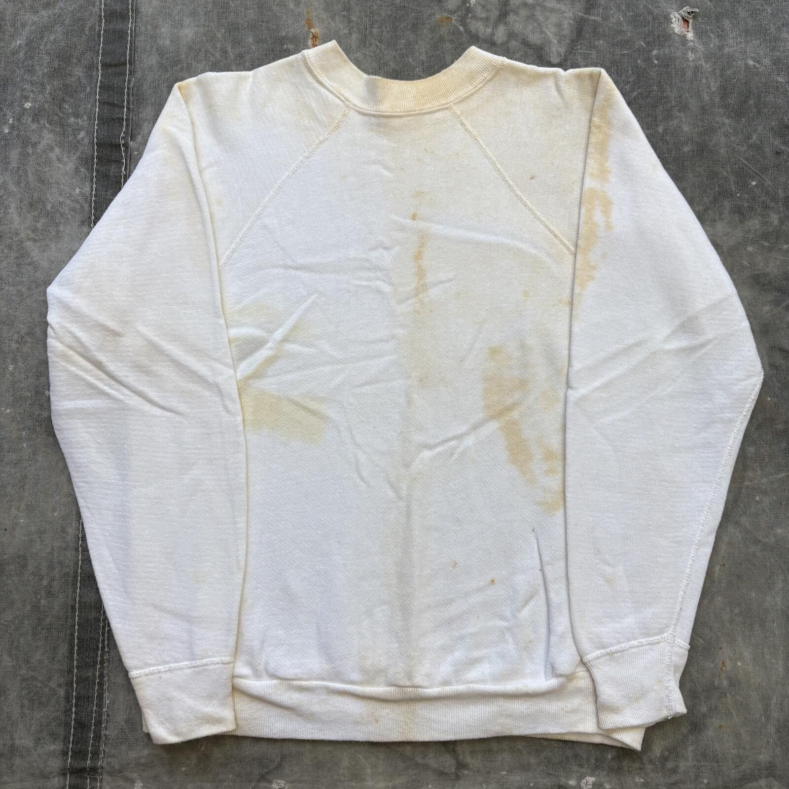 Vintage Vintage 60s 70s Deadstock Blank White Stained Sweatshirt Size US M / EU 48-50 / 2 - 4 Thumbnail