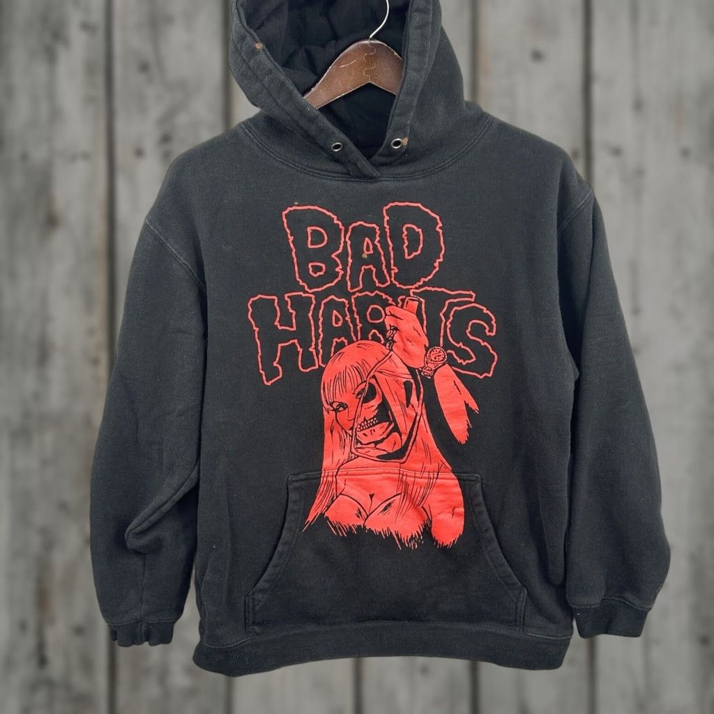 XO Bad Habits Tour Hoodie Men Small Black Distressed Pullover Streetwear Hip Hop