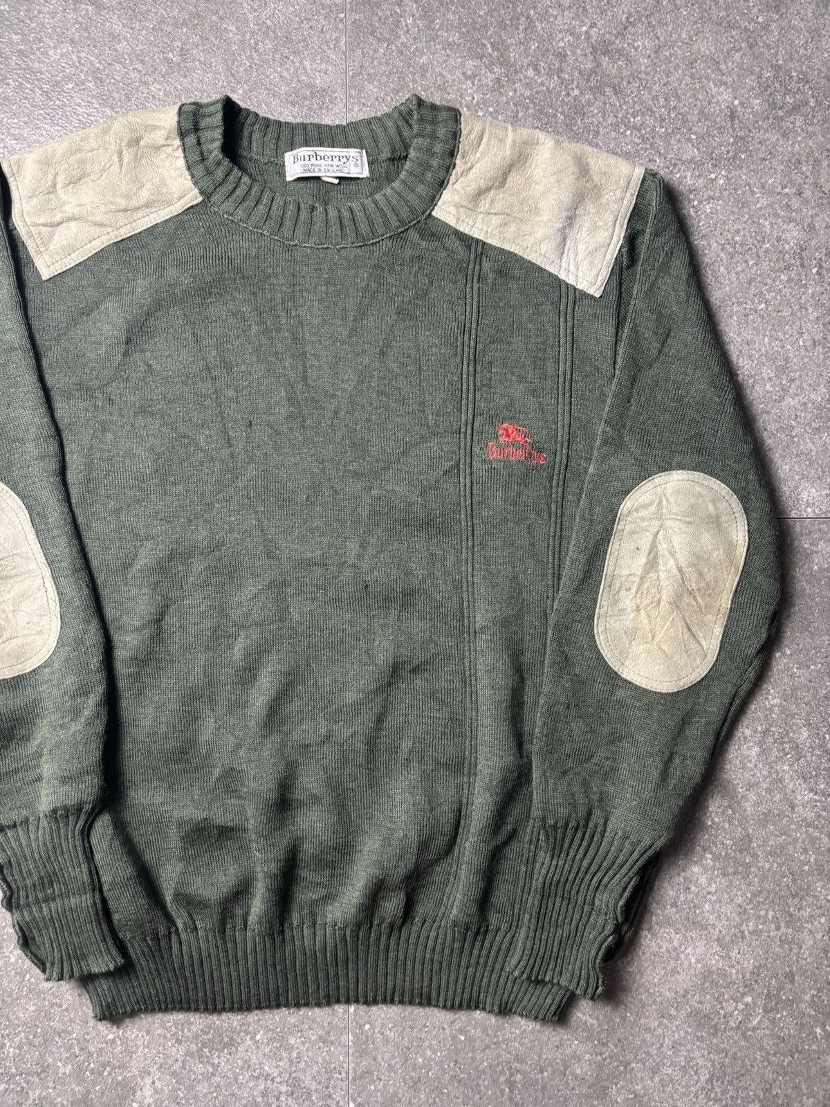Burberry 1990s Burberrys Pure New Wool Military Green Knitwear Size US L / EU 52-54 / 3 - 2 Thumbnail