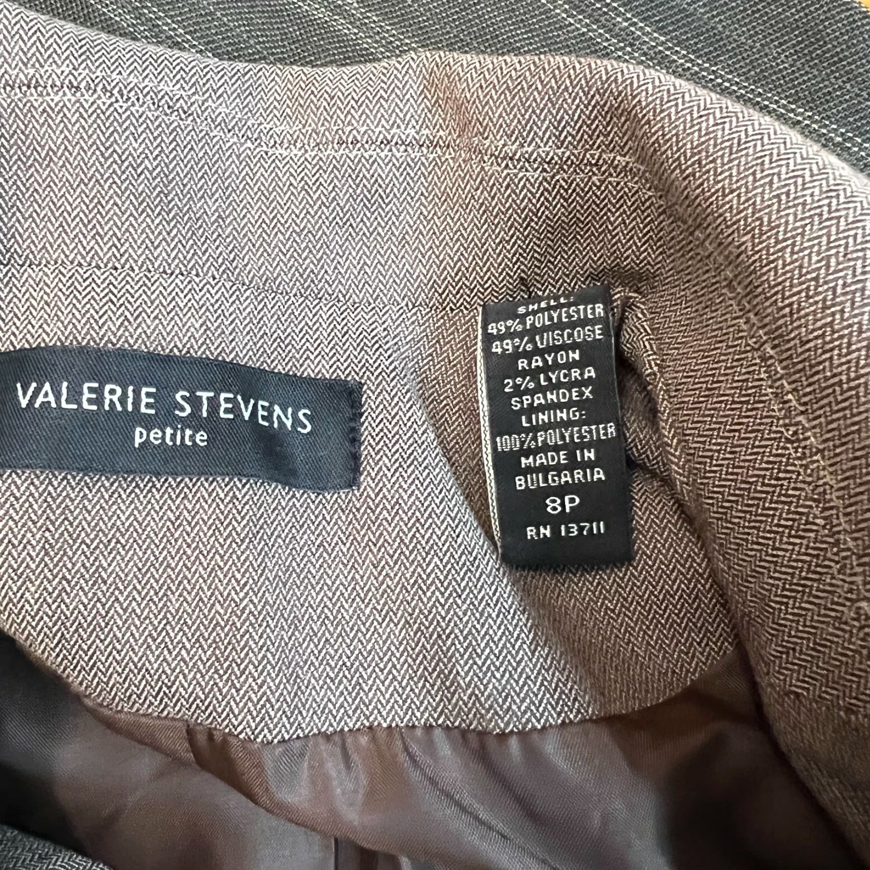 Vintage Valerie Stevens Chevron Notch Lapel Blazer Jacket Womens Size 8P Brown NWT Size M / US 6-8 / IT 42-44 - 7 Thumbnail