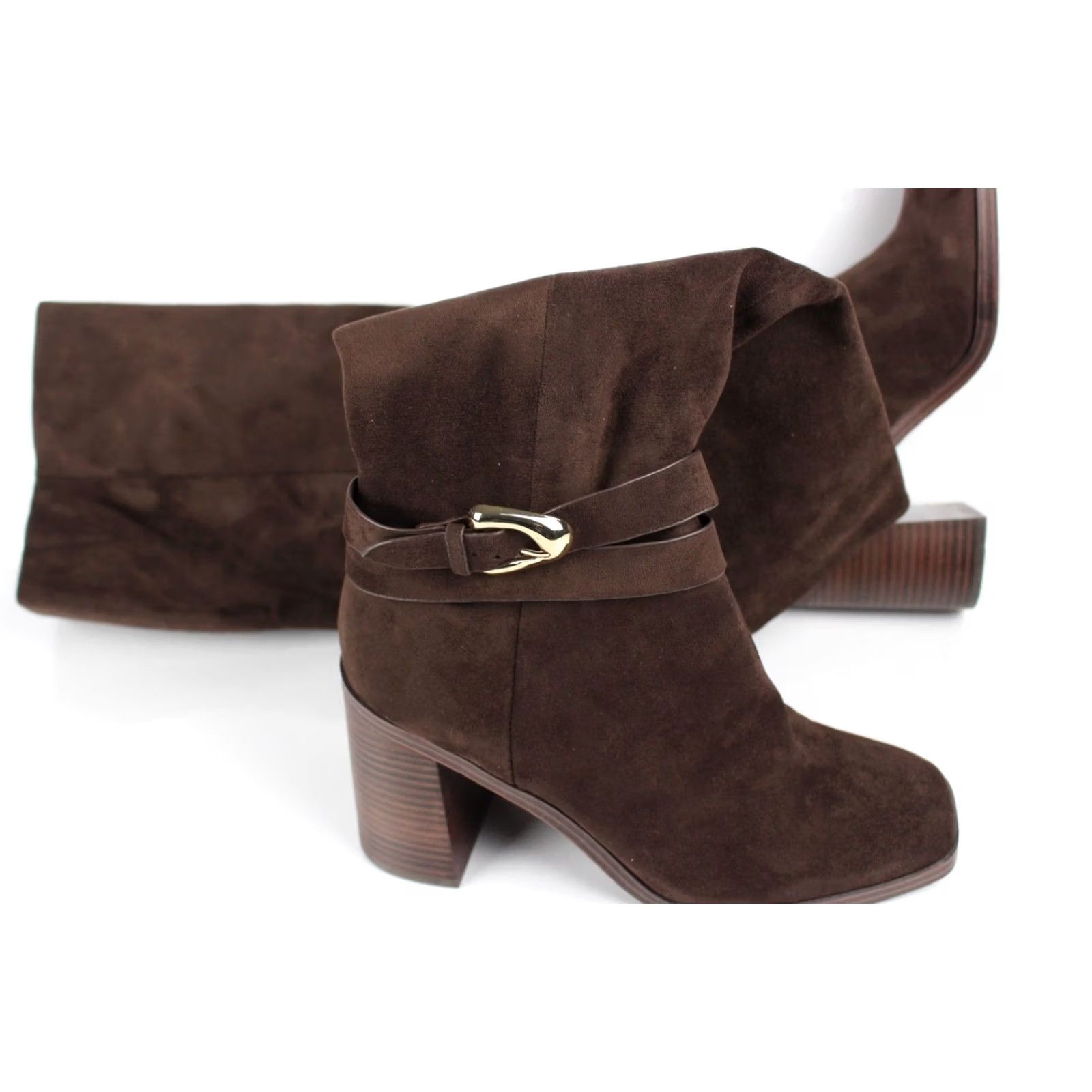 Dolce Vita Dolce Vita Women's Finnian Wide Calf Boots Man Made 9.5 Brown Faux Suede Size US 10 / IT 40 - 3 Thumbnail