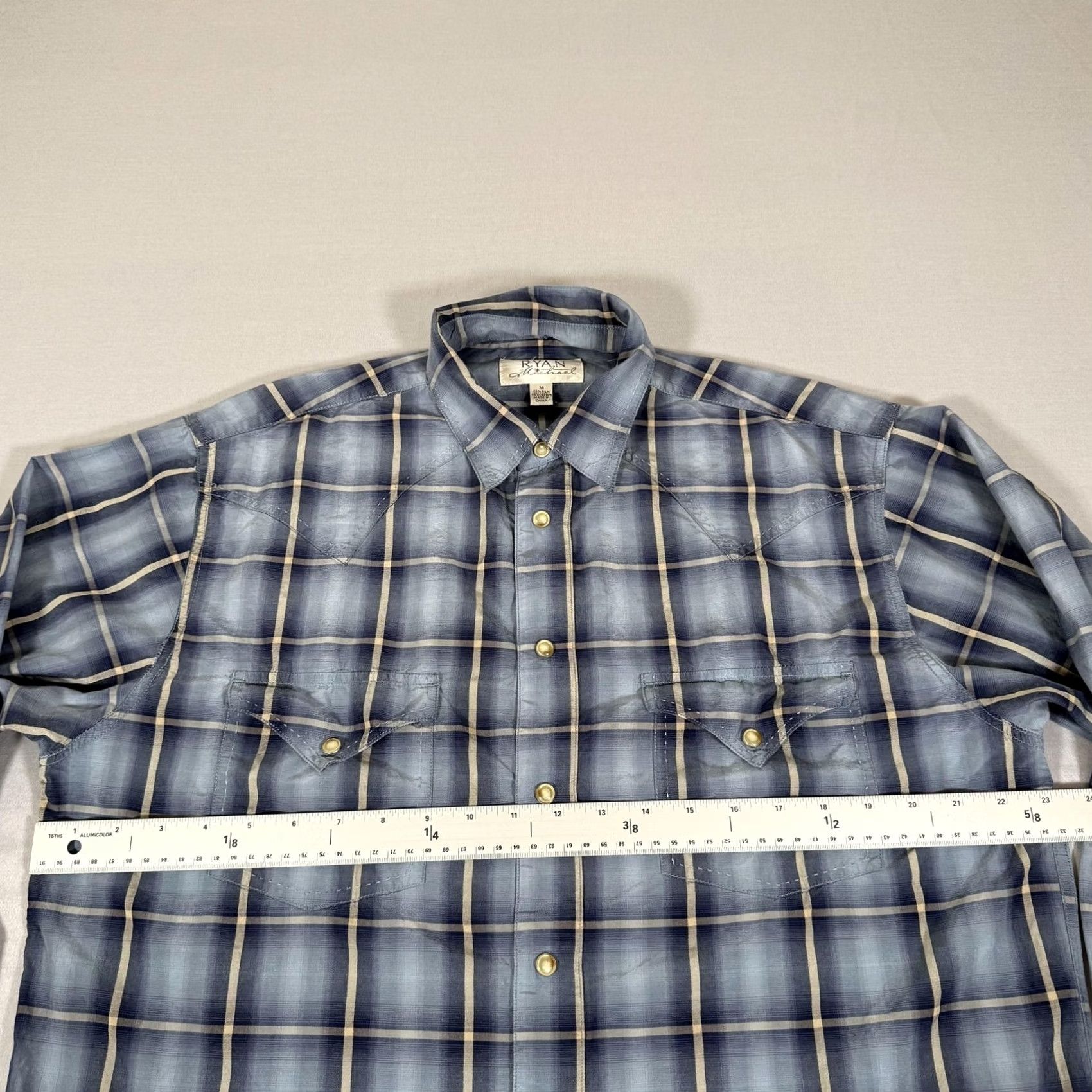 Vintage Ryan Michael Shirt Mens M Blue Plaid Western Pearl Snap Silk Cowboy Work Size US M / EU 48-50 / 2 - 5 Thumbnail