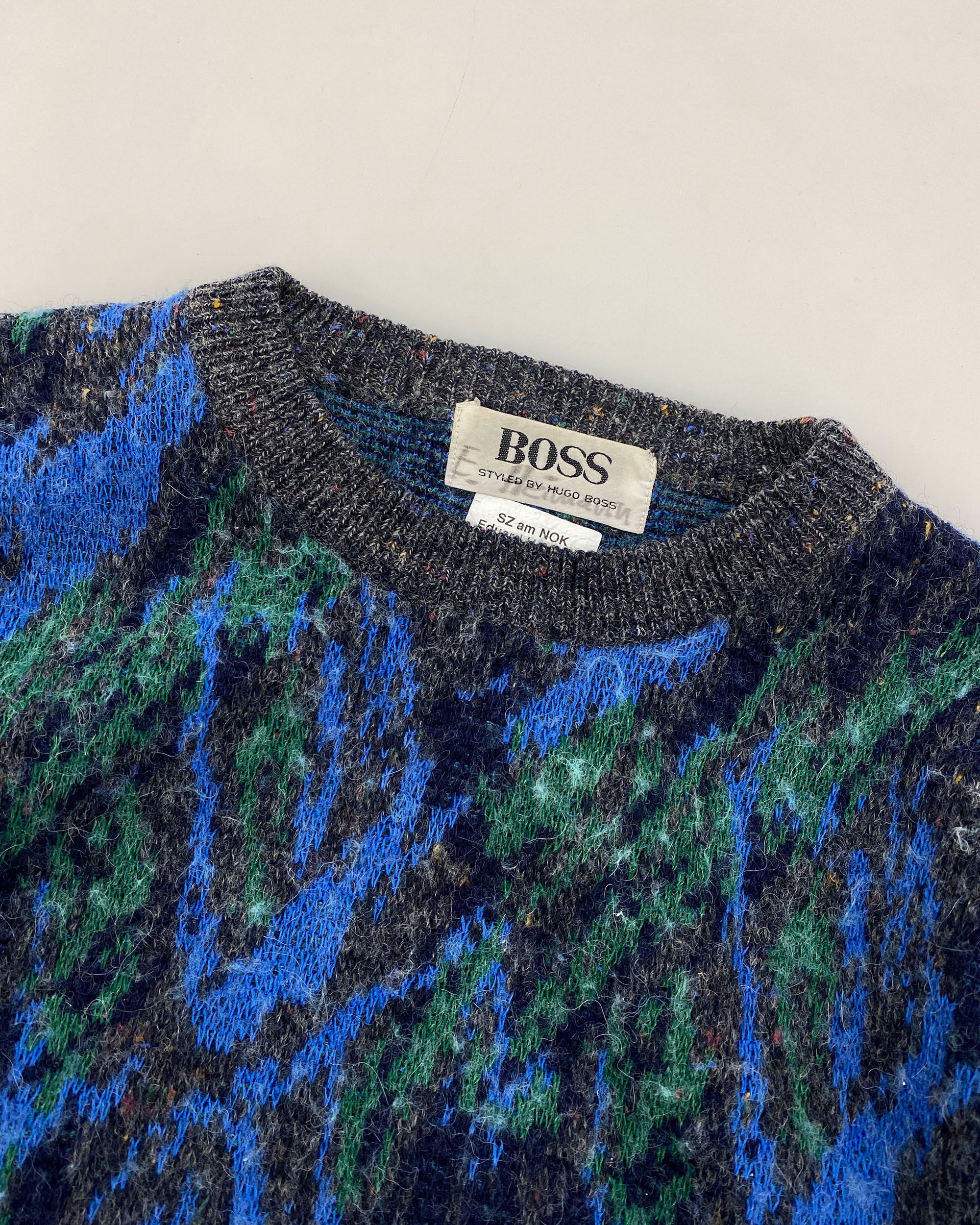 Hugo Boss 1980s Abstract Wool Knit Sweater Size US L / EU 52-54 / 3 - 3 Thumbnail