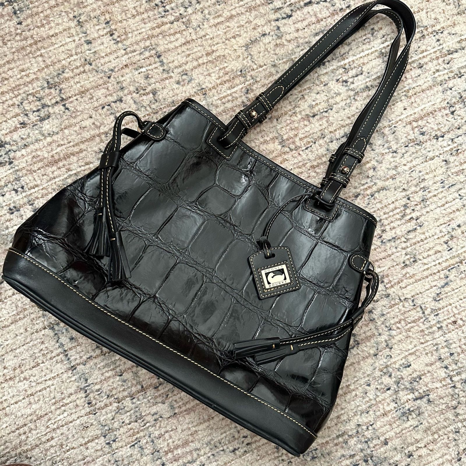 Dooney & Bourke Dooney & Bourke Croc Embossed Double Strap Tassel Bag Size ONE SIZE - 3 Thumbnail
