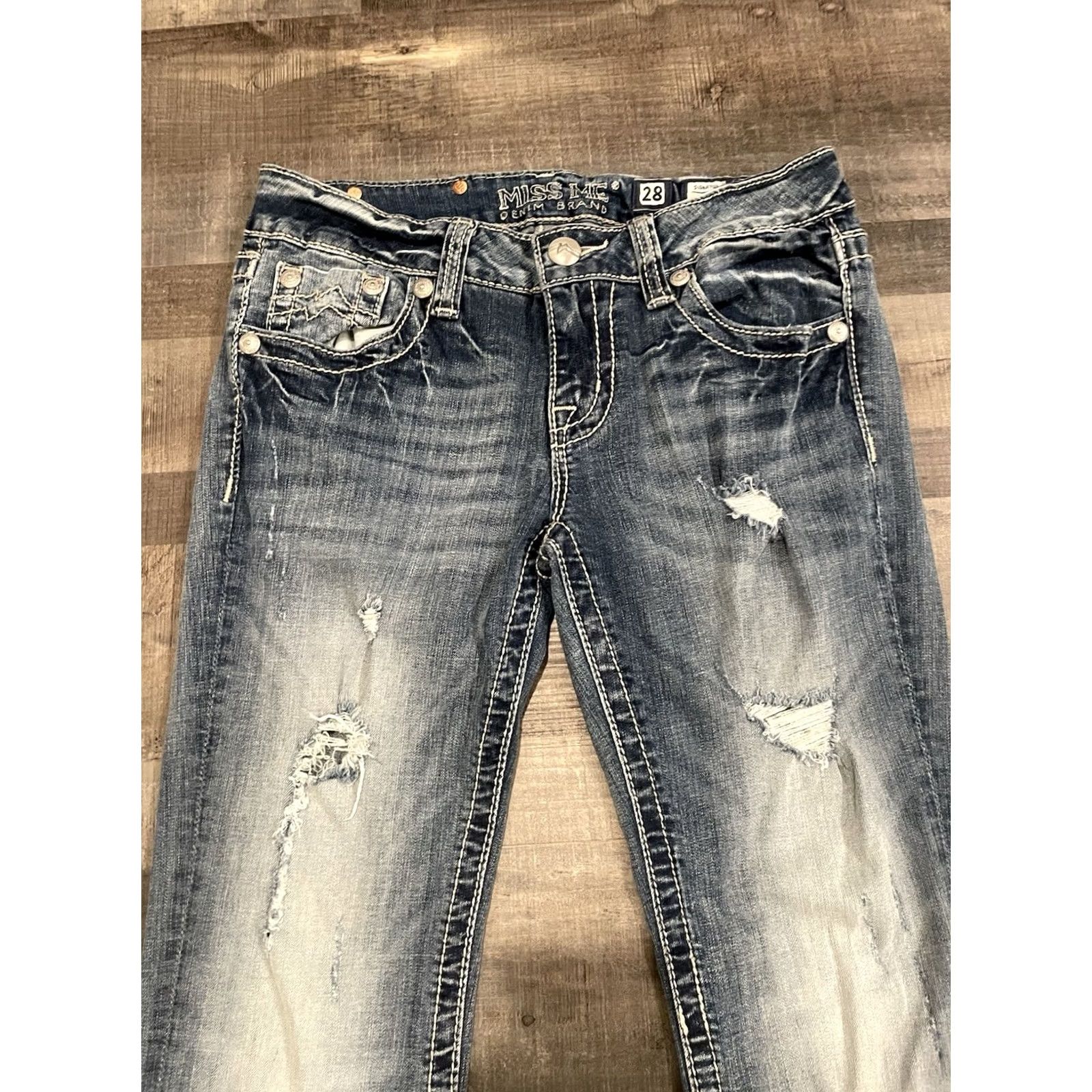 Miss Me Miss Me Bootcut Jeans 28x32 Rhinestone Denim 5-Pocket Cowboy Women Blue F469 Size 28" / US 6 / IT 42 - 4 Thumbnail