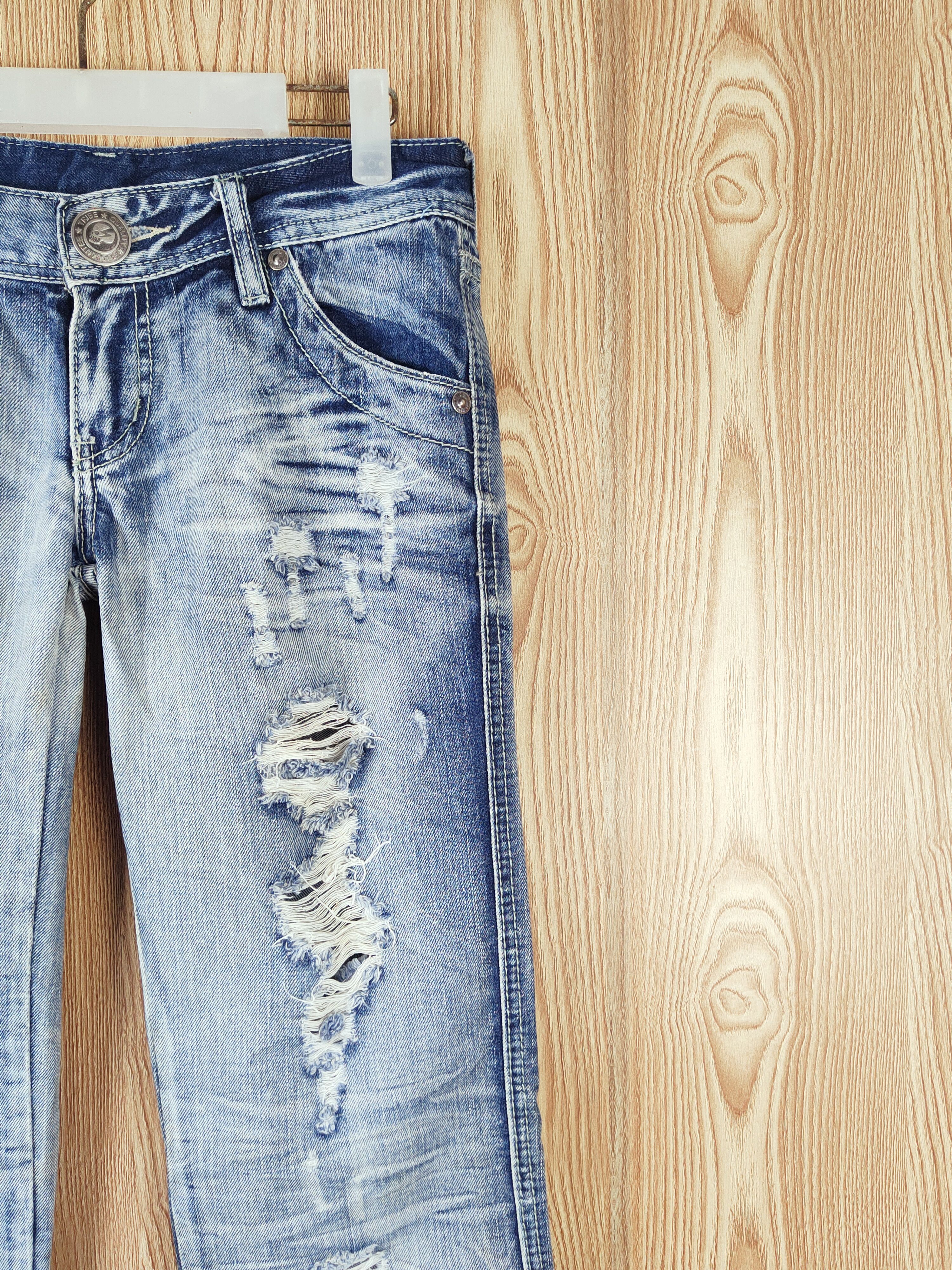 Japanese Brand × Vintage VINTAGE 💥 SP RAY Tribe Blue Distressed Ripped Jeans Size 30" / US 8 / IT 44 - 5 Thumbnail