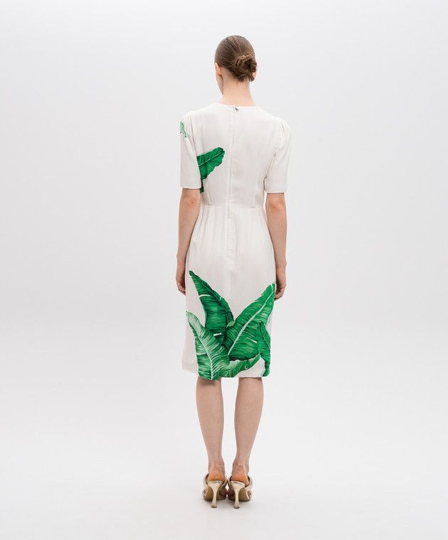 Dolce & Gabbana o1y0825 Short Sleeves Midi Dress in White/Green Size XS / US 0-2 / IT 36-38 - 4 Thumbnail