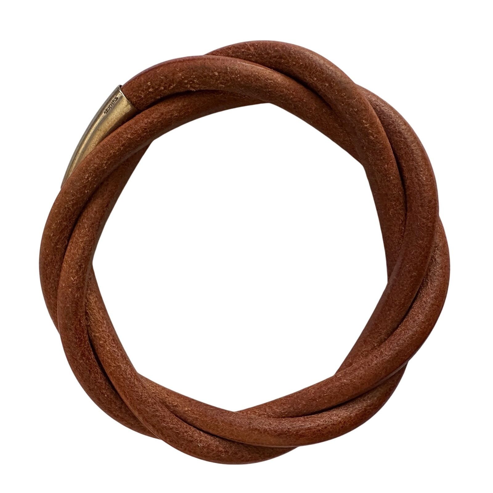 Hermes Hermes Brown Leather Tornado Bracelet Size ONE SIZE - 1 Thumbnail