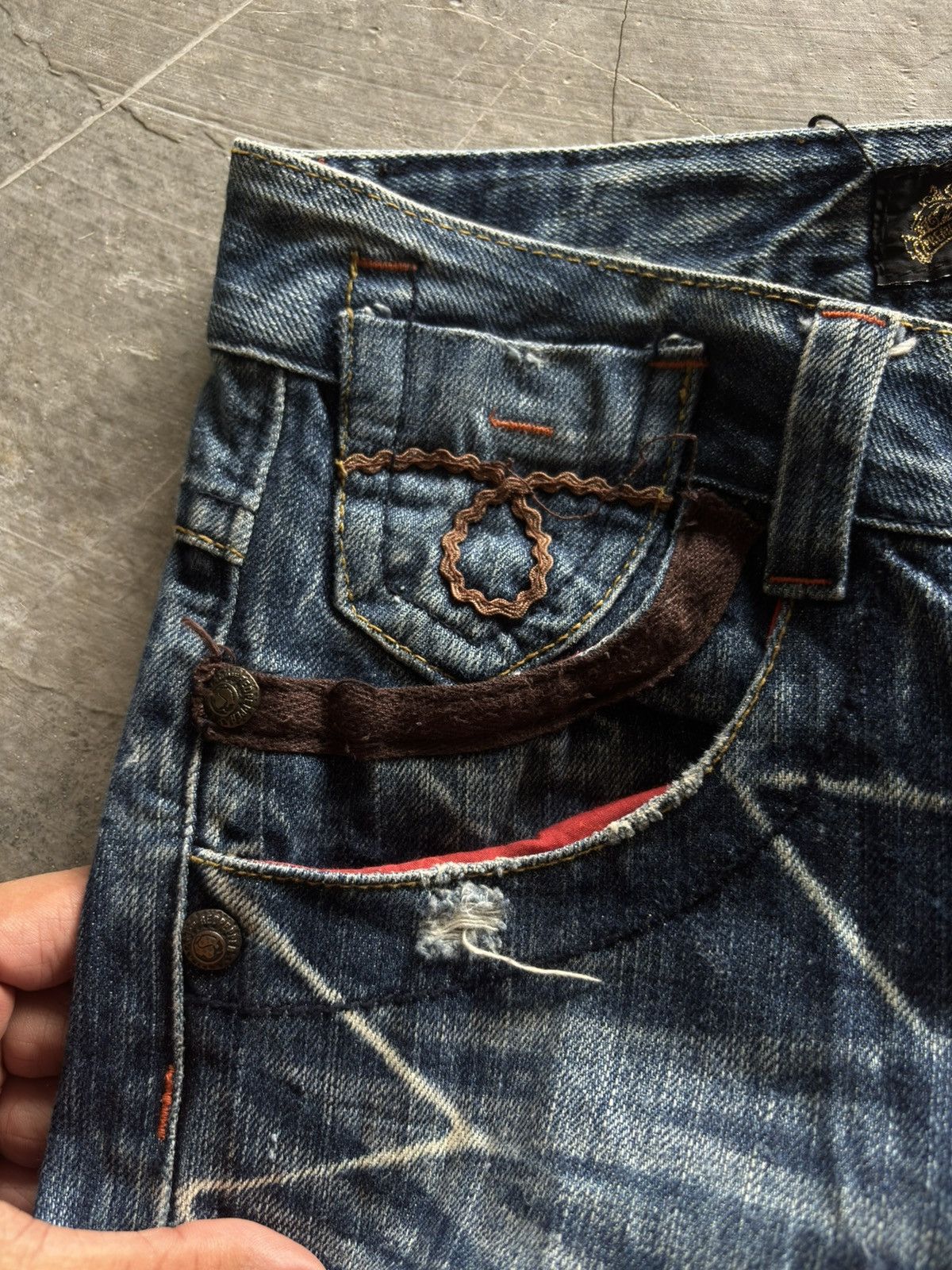If Six Was Nine RED PEPPER super flare japanese denim washed low rise punk Size US 30 / EU 46 - 11 Thumbnail