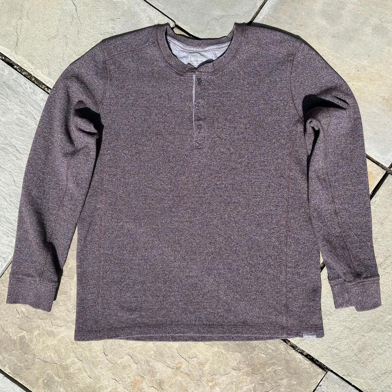 Eddie Bauer Burgundy Heather Waffle Knit Thermal Henley Contrast Placket Size US L / EU 52-54 / 3 - 2 Thumbnail