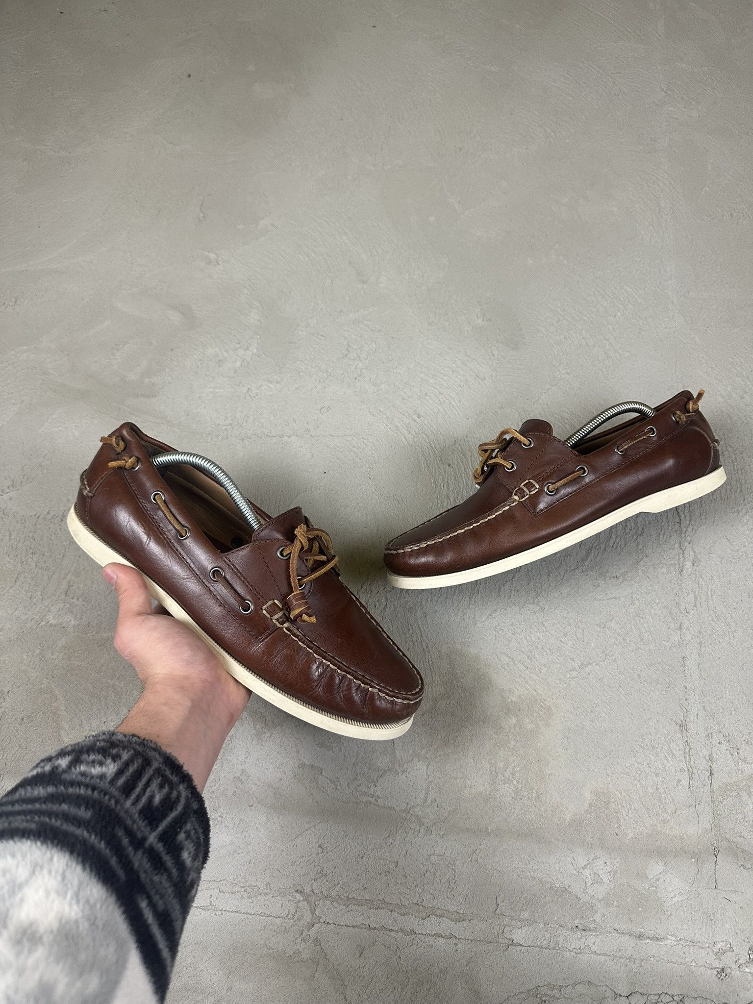 Vintage Polo Ralph Laurent Leather Chunky Loafers Shoes in Brown, Men's (Size 10)