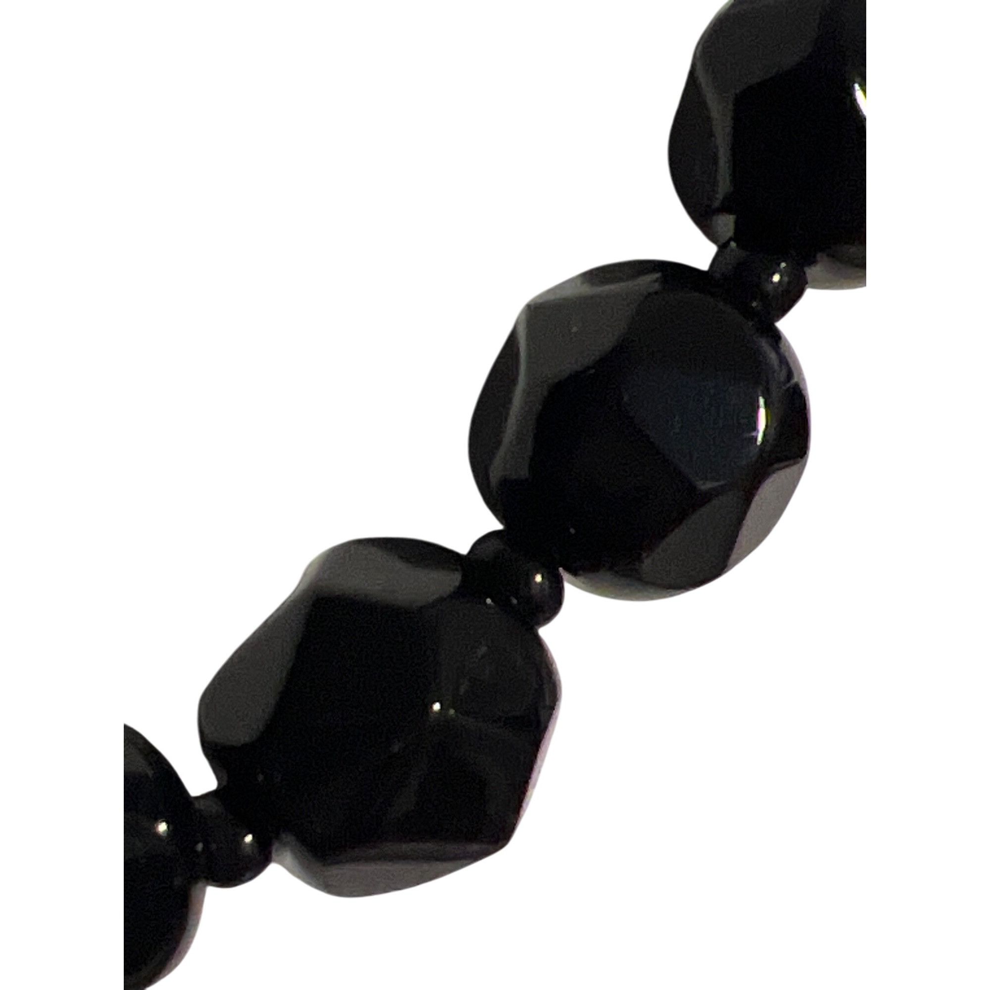 Other Vintage Black Faceted Onyx Beaded Necklace Gunmetal Hook Cla Size ONE SIZE - 2 Thumbnail