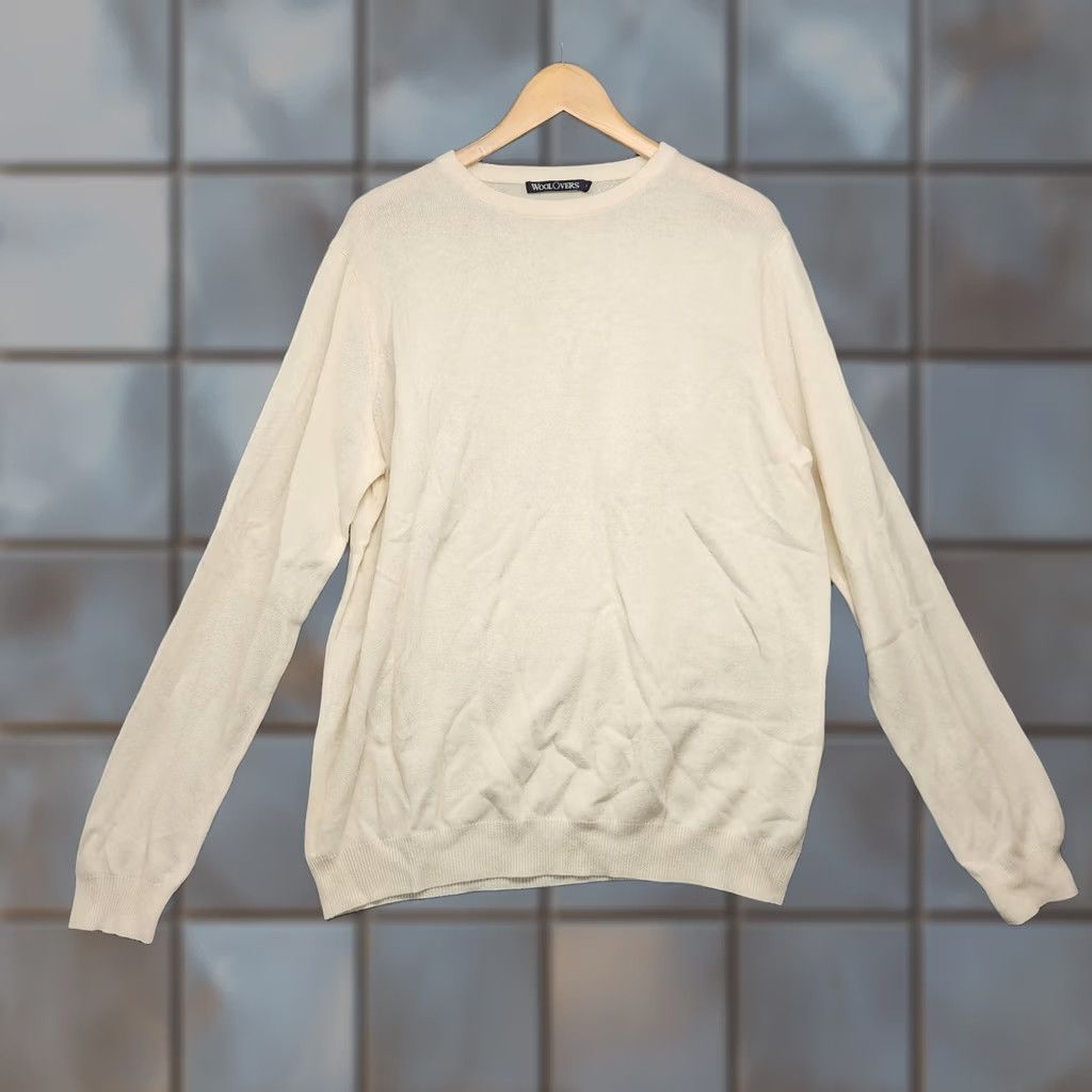 Vintage WoolOvers Sweater Mens Large Crewneck Knit Pullover Long Sleeve Classic Ivory Cream Solid Size US L / EU 52-54 / 3 - 1 Thumbnail