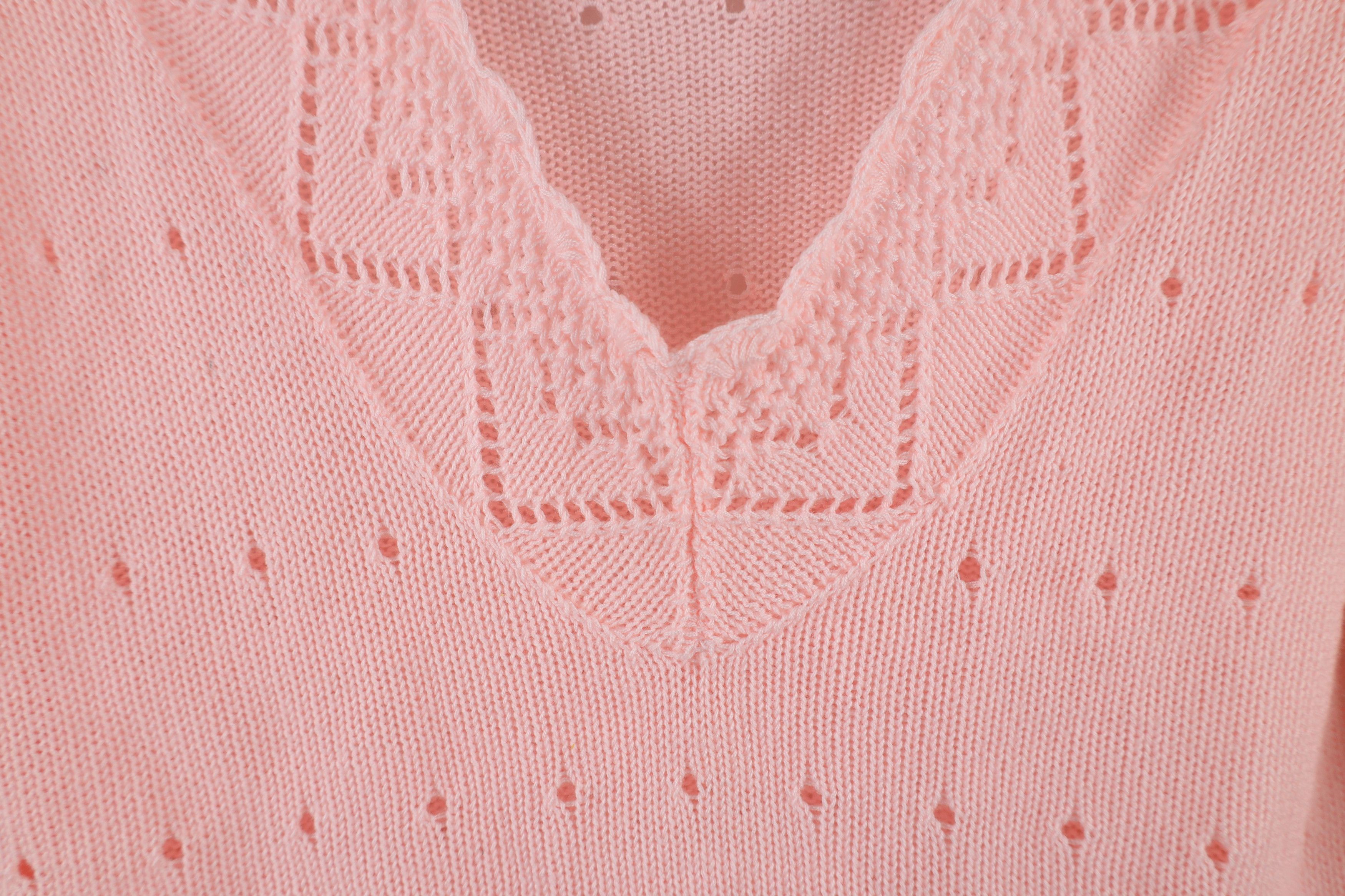 Vintage Vintage 70s Streetwear Flared Sleeve Knit Sweater Pink Size L / US 10 / IT 46 - 6 Thumbnail