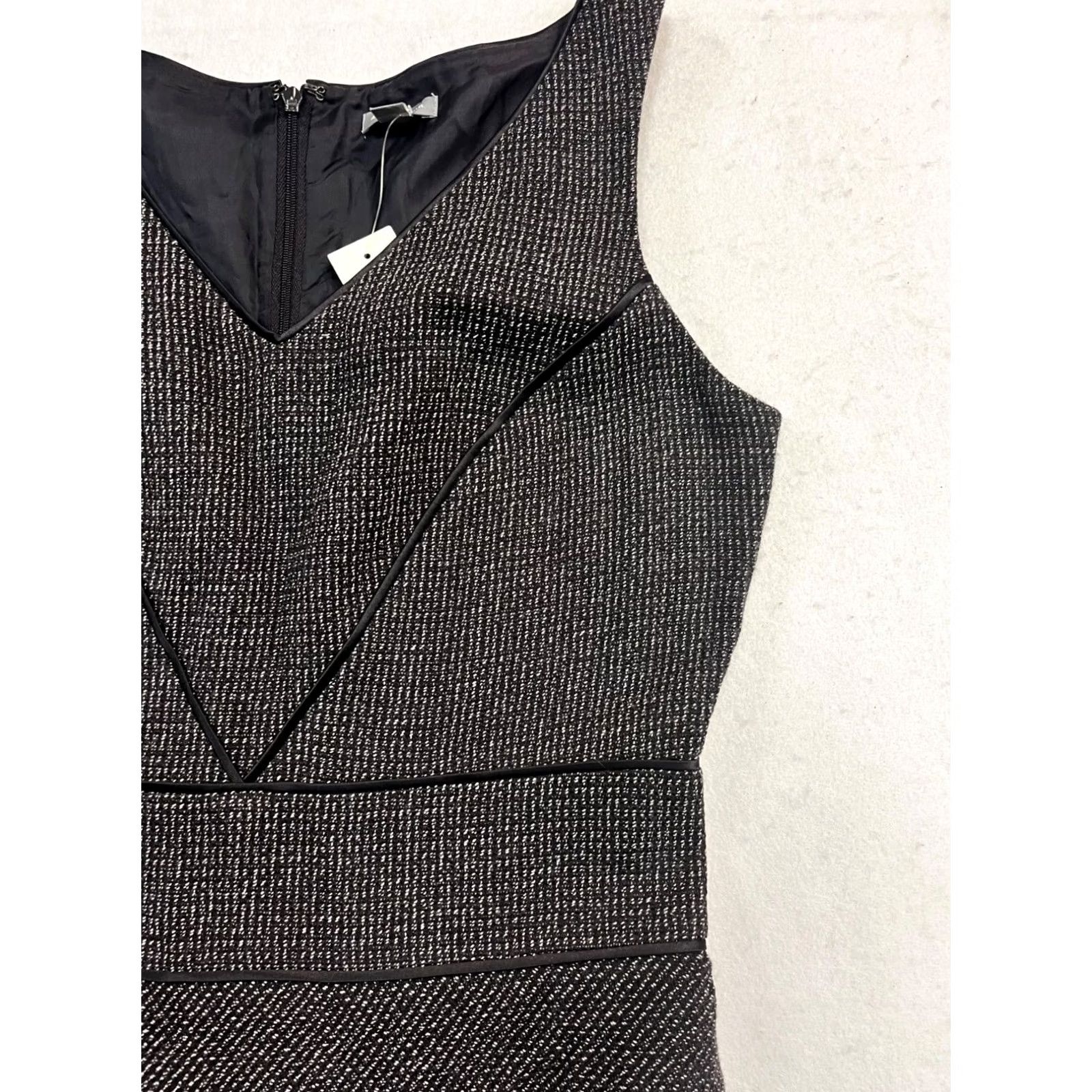 Ann Taylor VINTAGE Women’s Ann Taylor Dress Wool Houndstooth A-Line Sleeveless Knee Length Grey 6 Womens Size M / US 6-8 / IT 42-44 - 3 Thumbnail