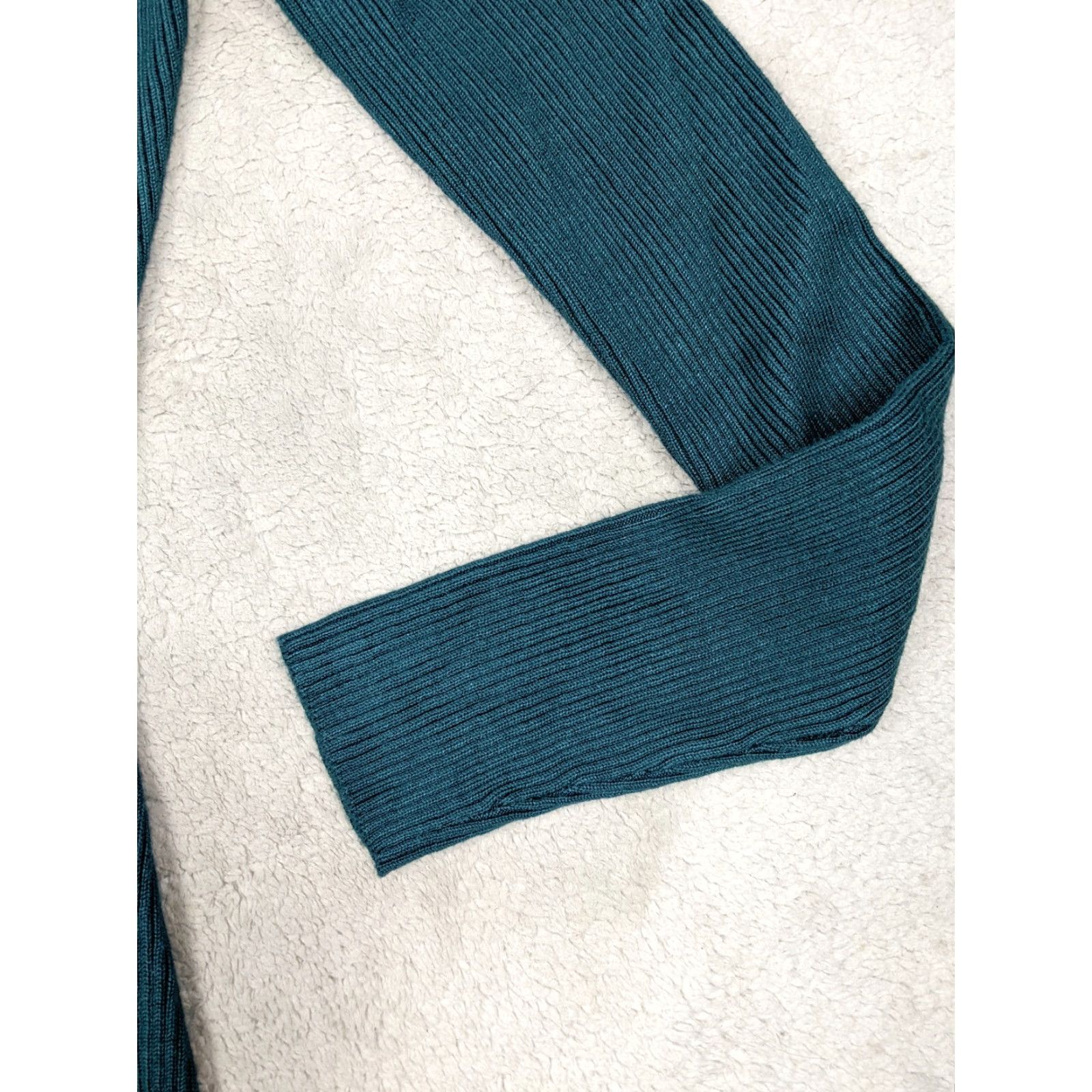 Abercrombie & Fitch Abercrombie & Fitch Women Tall LT Teal Blue Ribbed knit bodycon cutout long sleeve Size L / US 10 / IT 46 - 2 Thumbnail