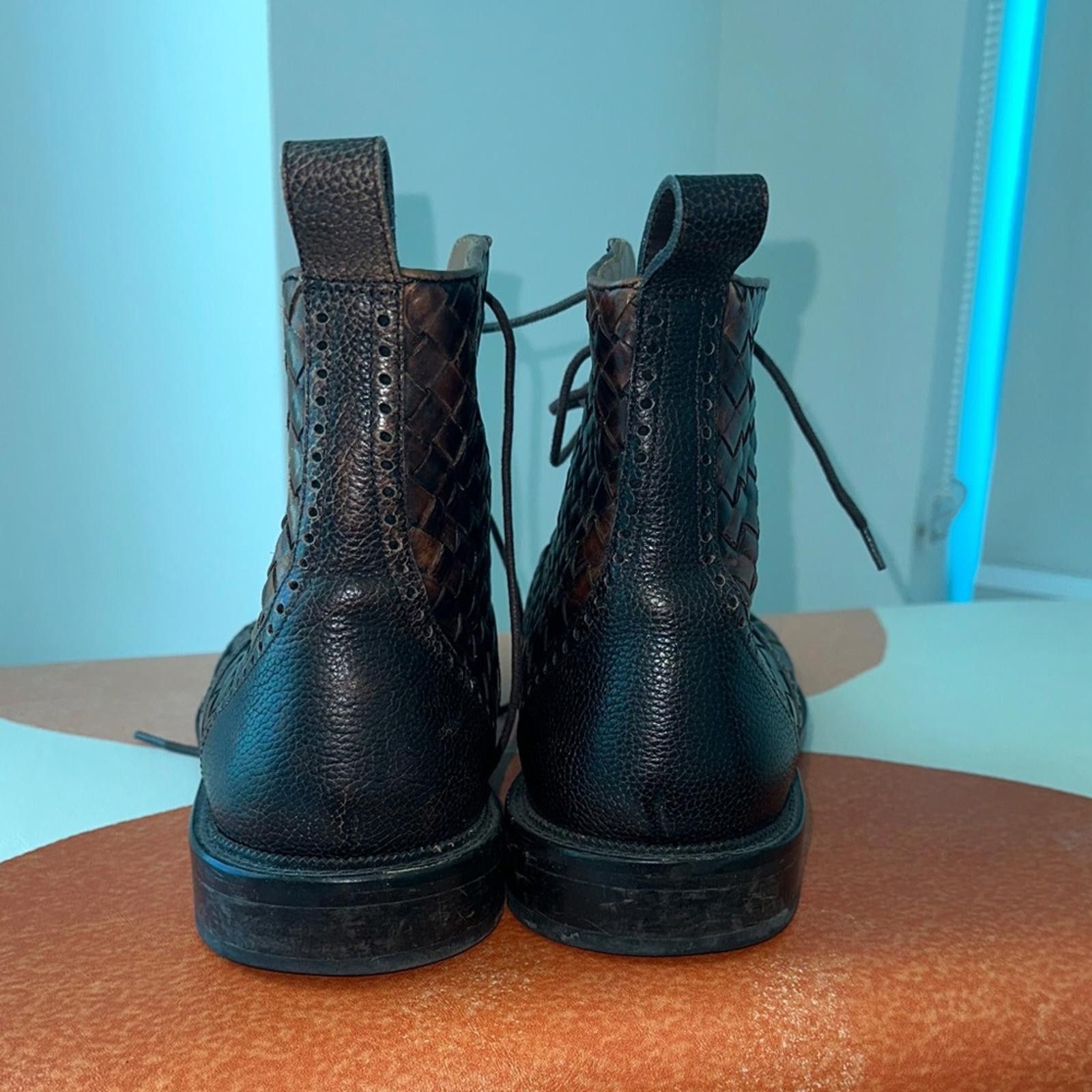 TAFT Taft Woven Brown Leather Boots Size US 10 / EU 43 - 3 Thumbnail