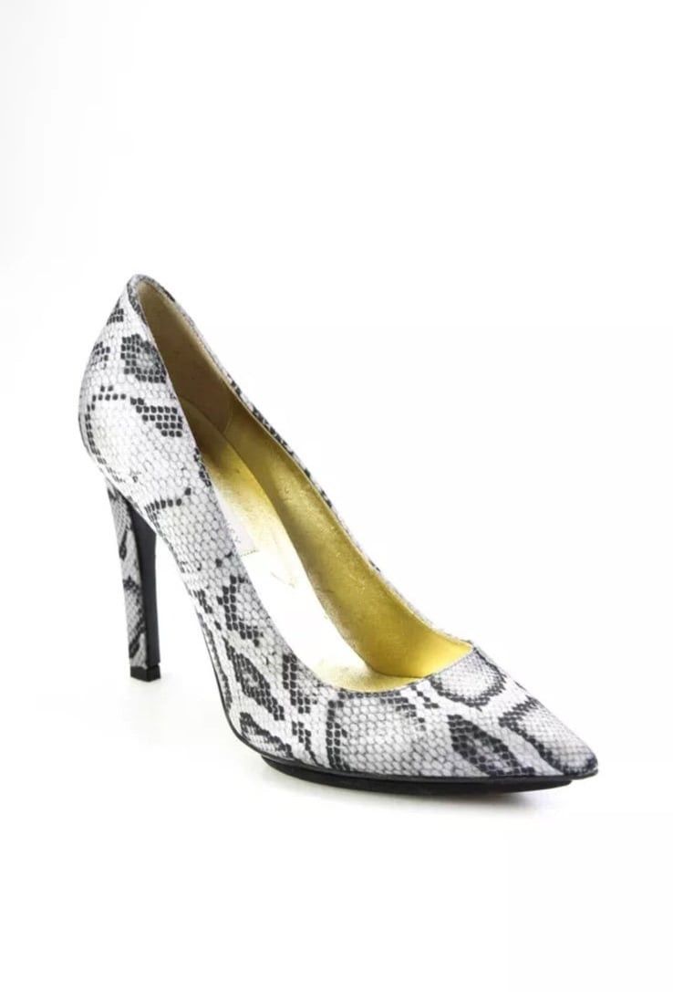 Stella McCartney Stella McCartney gray snake print canvas stiletto heels. S Size US 7.5 / IT 37.5 - 1 Thumbnail