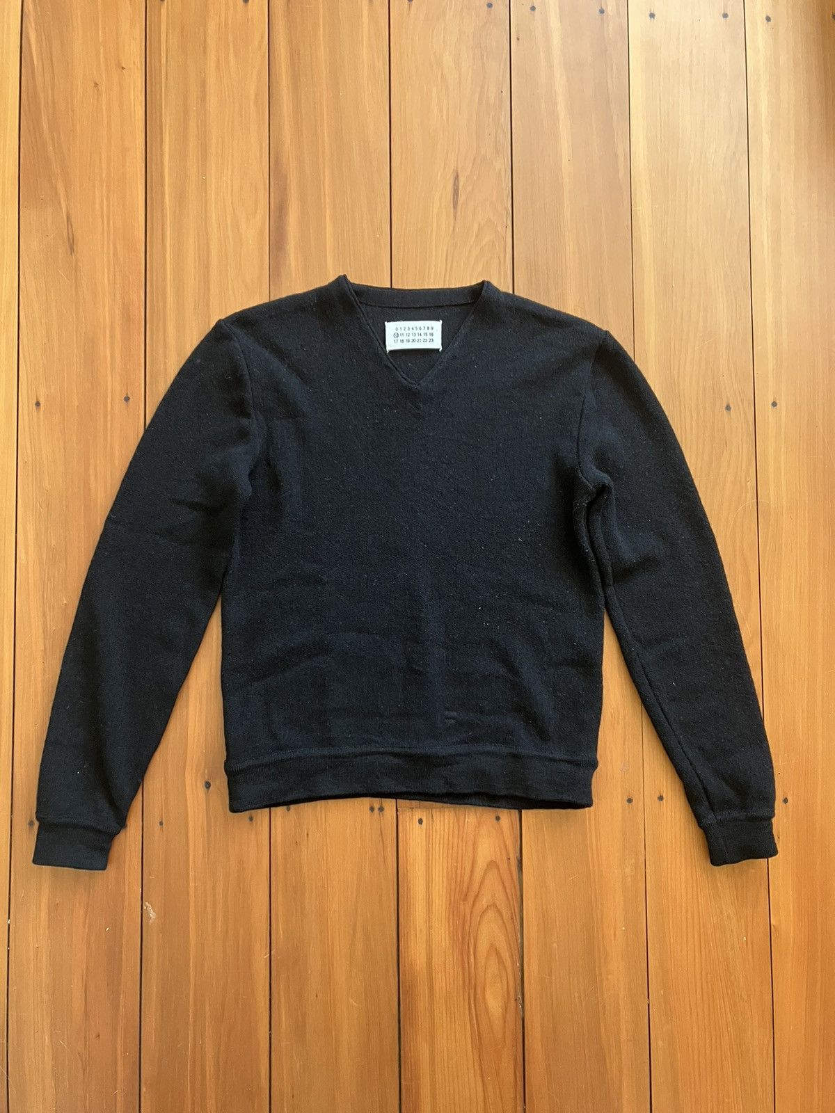 image of Maison Margiela Wool V-Neck in Black, Men's (Size Medium)