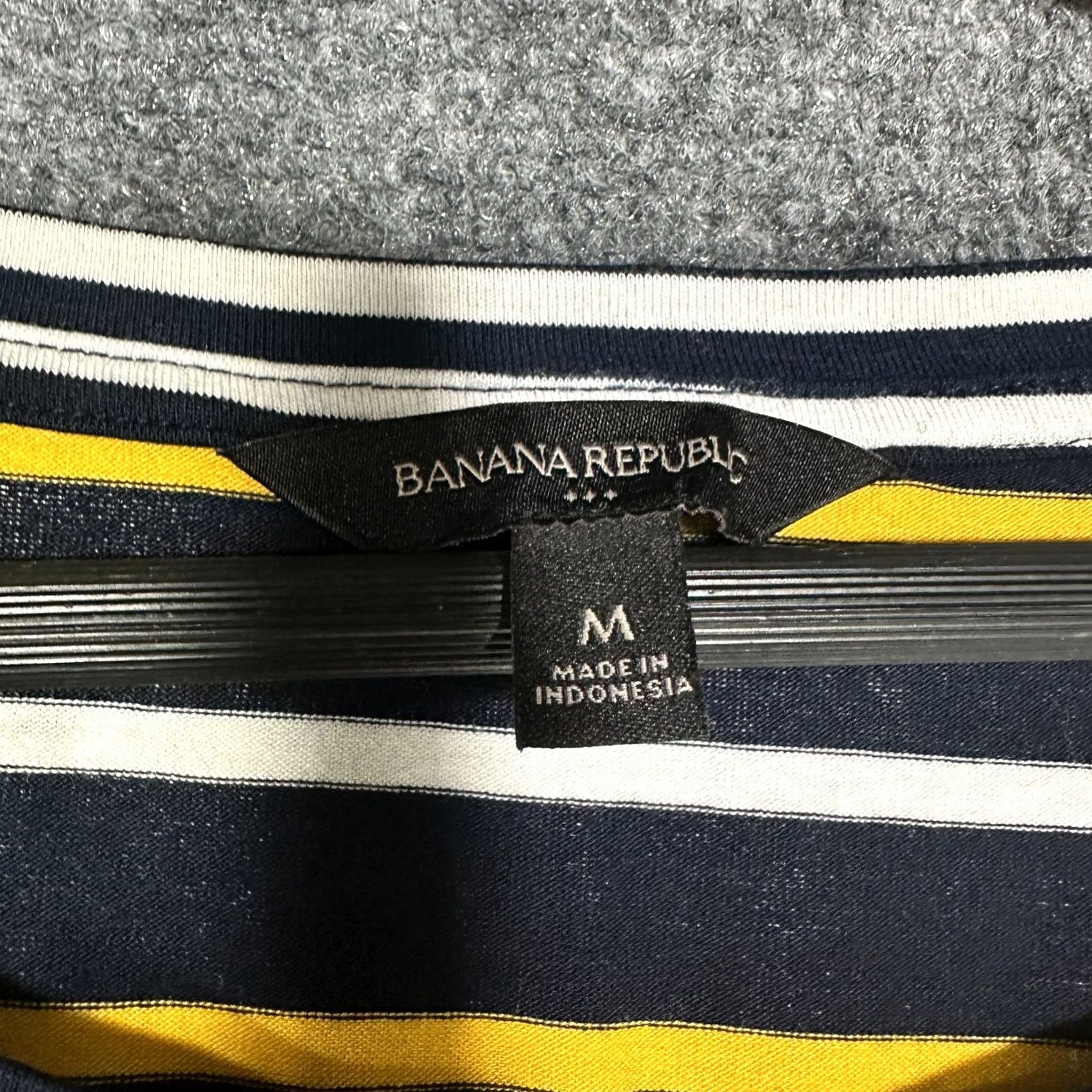 Banana Republic Banana Republic Womens Medium Blue Yellow Stripe T Shirt Dress Stretch Tie Belt Size M / US 6-8 / IT 42-44 - 4 Thumbnail
