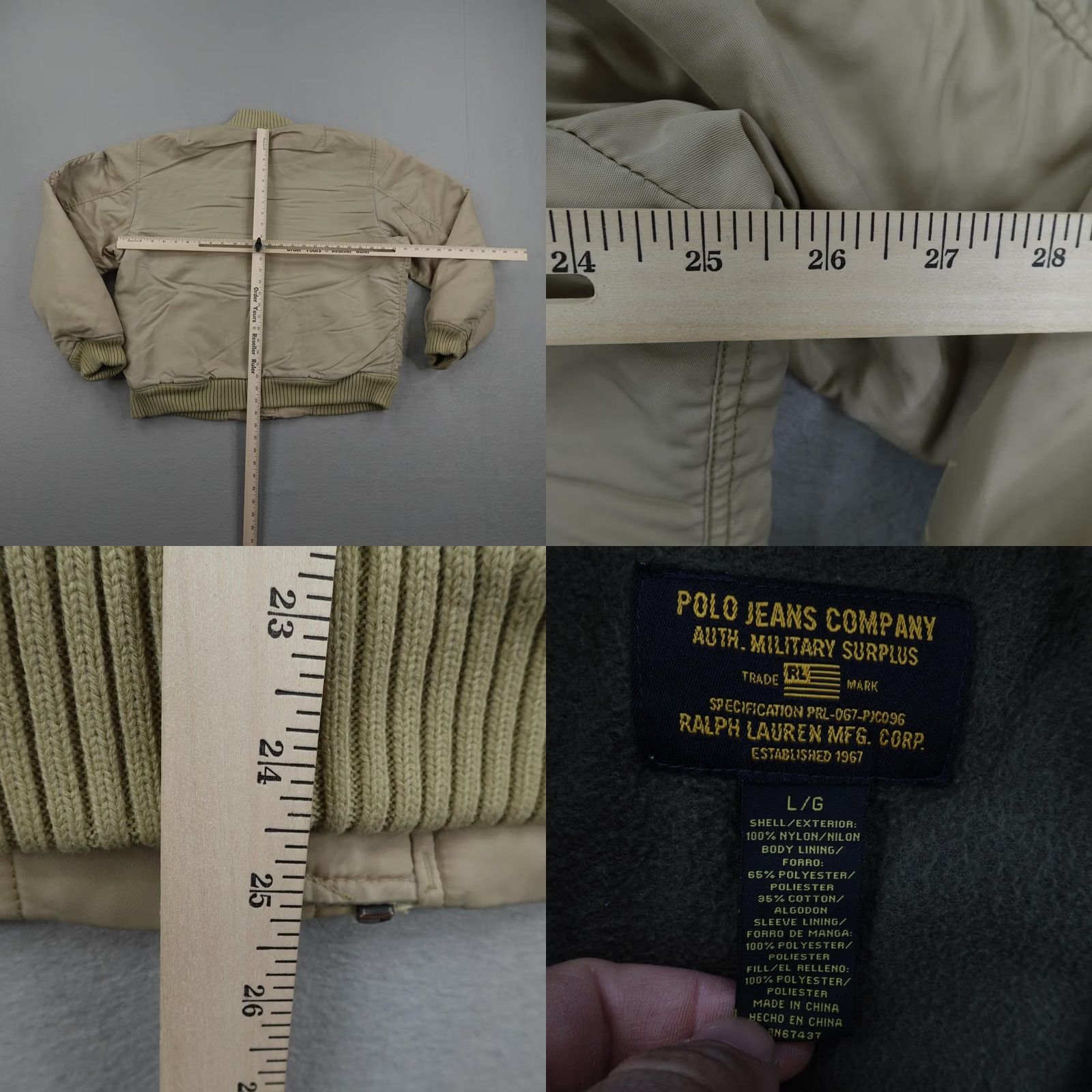 Ralph Lauren VINTAGE Ralph Lauren Jacket Bomber Fleece Lined Coat Large Military Polo Jeans Adult Mens Beige Outdoor Lined Insulated Casual Size US L / EU 52-54 / 3 - 8 Thumbnail