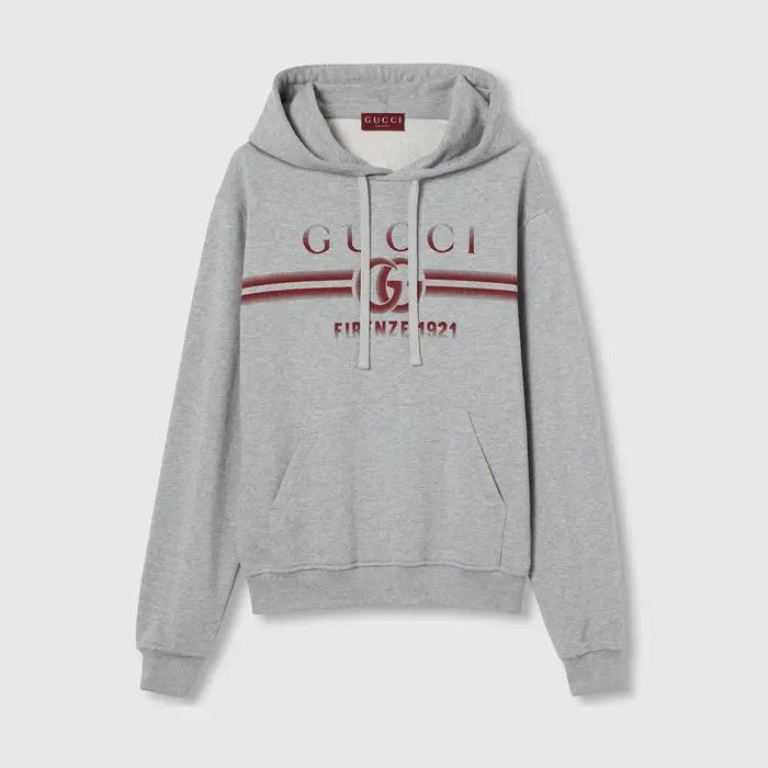 Gucci oc11z0226 Printed Cotton Jersey Hooded Sweatshirt Gray Size US XL / EU 56 / 4 - 1 Thumbnail