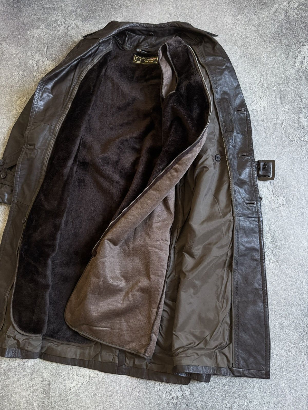 Genuine Leather Retro 52size vintage leather brown coat jacket + lining 90s Size US L / EU 52-54 / 3 - 14 Thumbnail