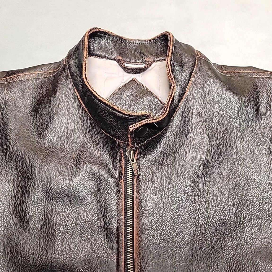 Vintage VINTAGE BC Ethic Jacket Mens M Dark Brown Faux Leather Motorcycle Bomber Moto Retro Jacket Size US M / EU 48-50 / 2 - 3 Thumbnail