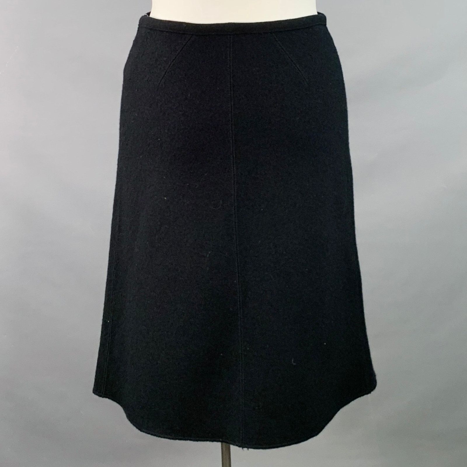 Alaia ALAIA Size L Black Wool A-Line Below Knee Skirt Size 34" / US 12 / IT 48 - 2 Thumbnail