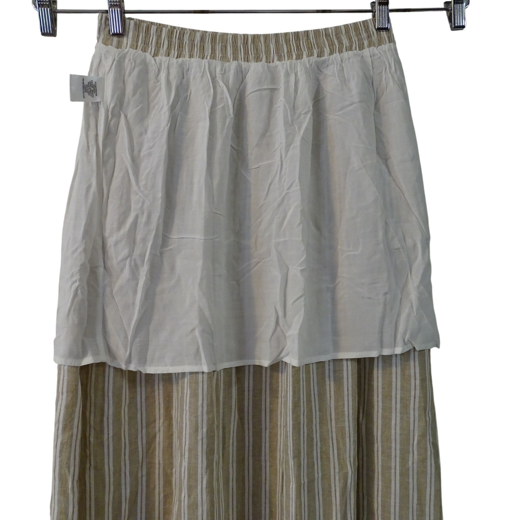 Z Supply Z Supply Evereve Tan White Stripe Maxi Skirt Size M Linen Size 28" / US 6 / IT 42 - 5 Thumbnail