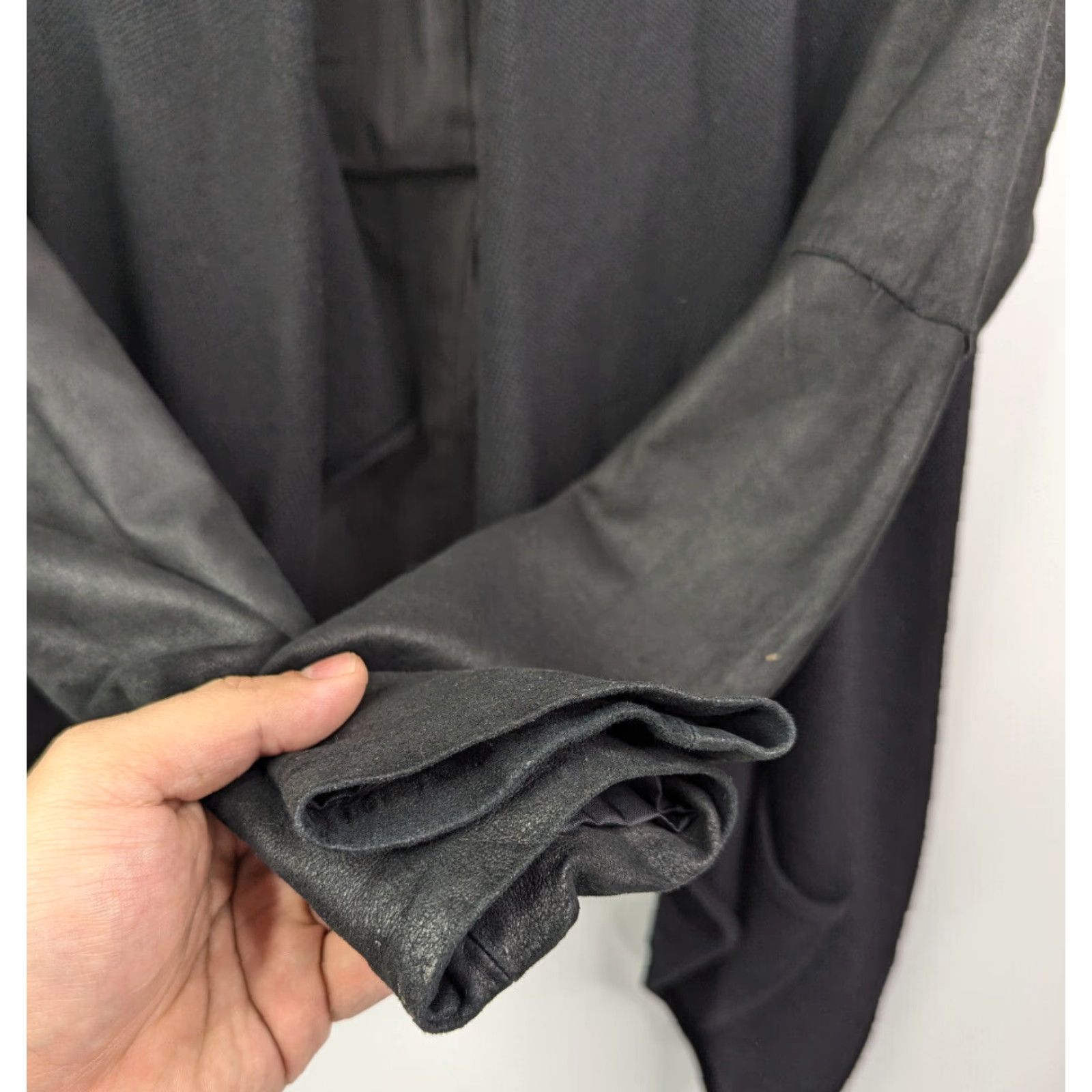 Vince Vince Wrap Suede Wool Drape Jacket Open Front Cardigan Black Womens Size Medium Size M / US 6-8 / IT 42-44 - 2 Thumbnail