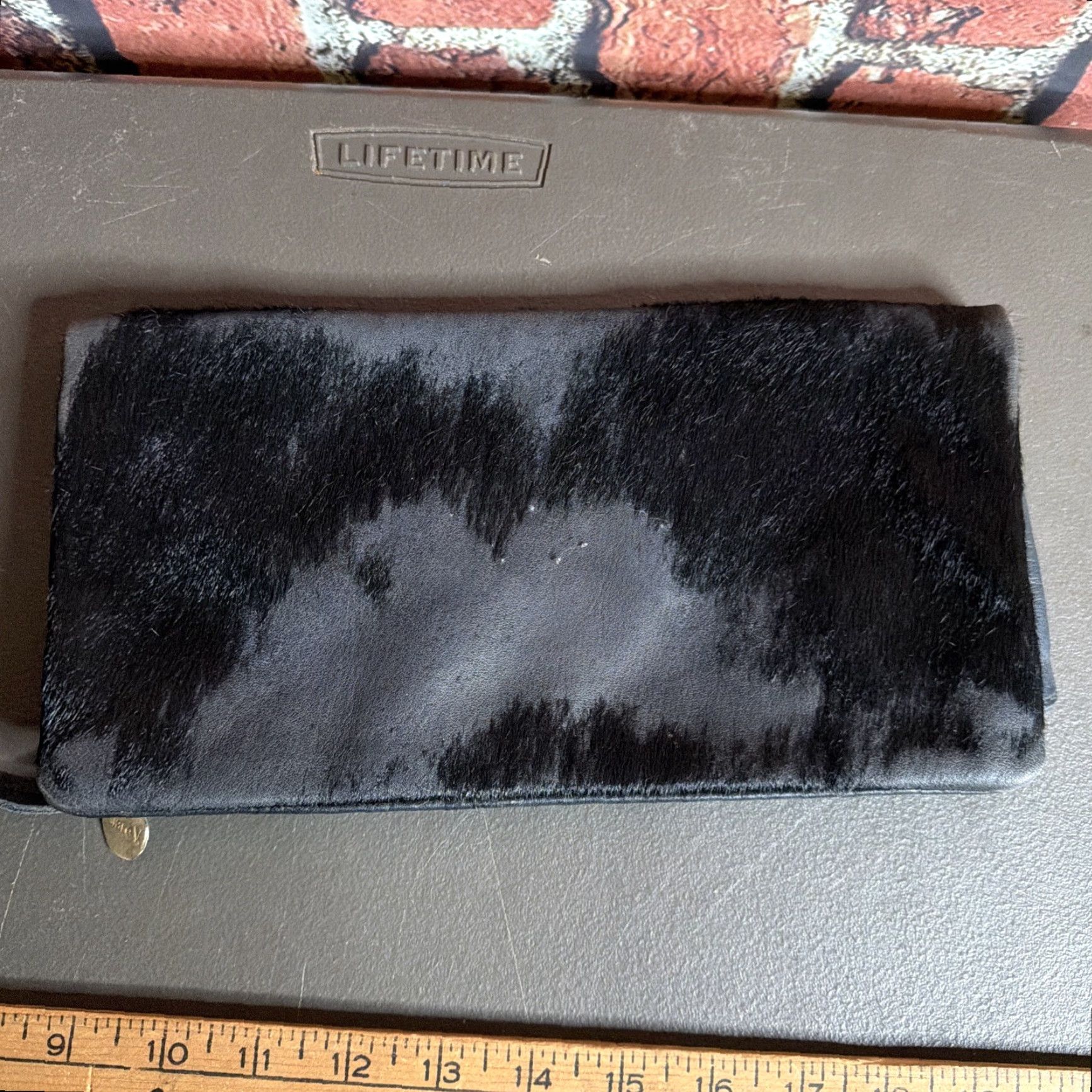 Vintage Clare V Vivier Leather Handbag Foldover Clutch Pouch Black Two Tone Gold Hardware Zip Bag Womens Purse Modern Envelope Clutch 11x3/8 in Medium Size ONE SIZE - 3 Thumbnail