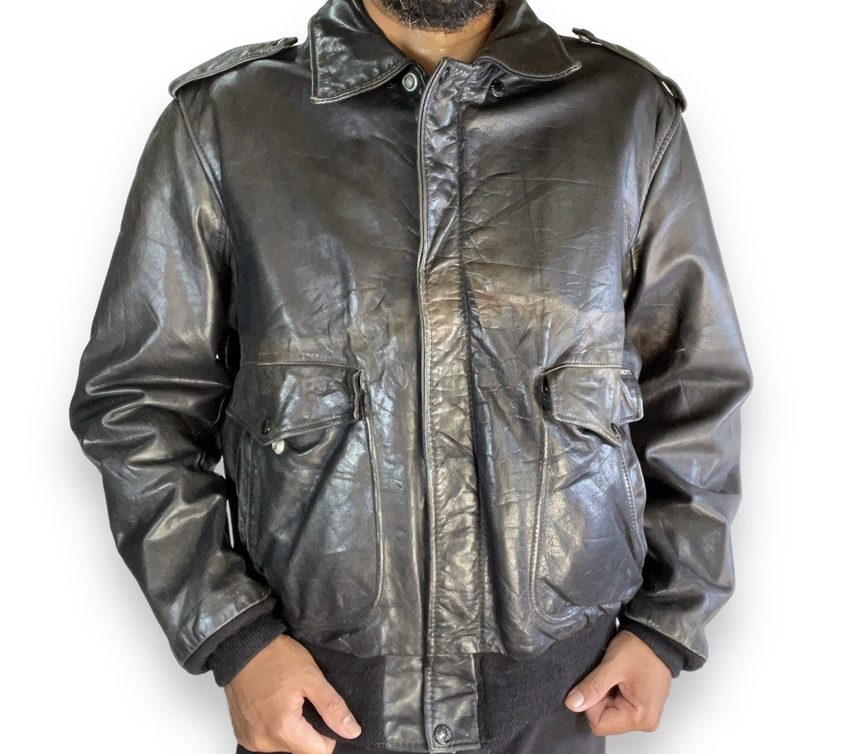 Schott Vintage 60s Schott A2 Bomber Leather Punk Motocycle Jacket Size US L / EU 52-54 / 3 - 17 Thumbnail