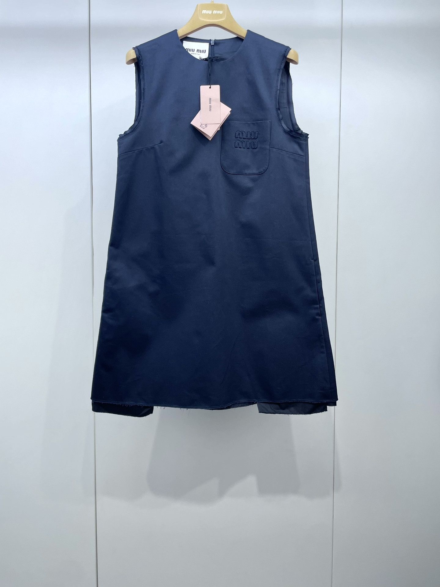 Miu Miu Miu Miu navy blue patch logo dress Size S / US 4 / IT 40 - 1 Thumbnail