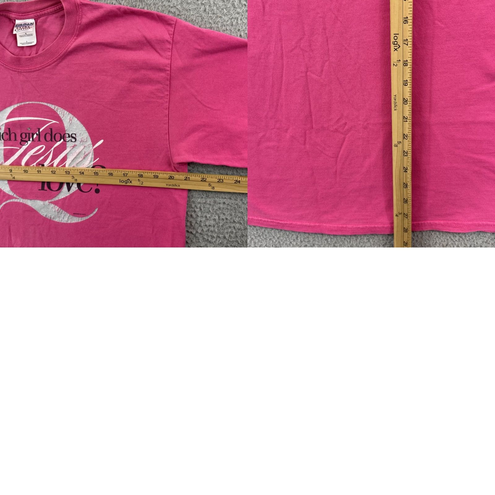 Gildan VINTAGE Jesus Religious Shirt Adult Large Pink Jeremiah 31:3 Christian Y2K USA Shirt Size US L / EU 52-54 / 3 - 8 Thumbnail