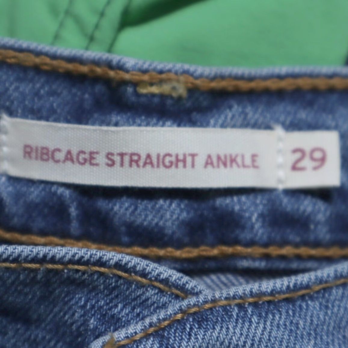 Denime Levis Ribcage Straight Ankle Button Fly Cotton Denim Jeans Blue Women's 29 Size 29" - 5 Thumbnail