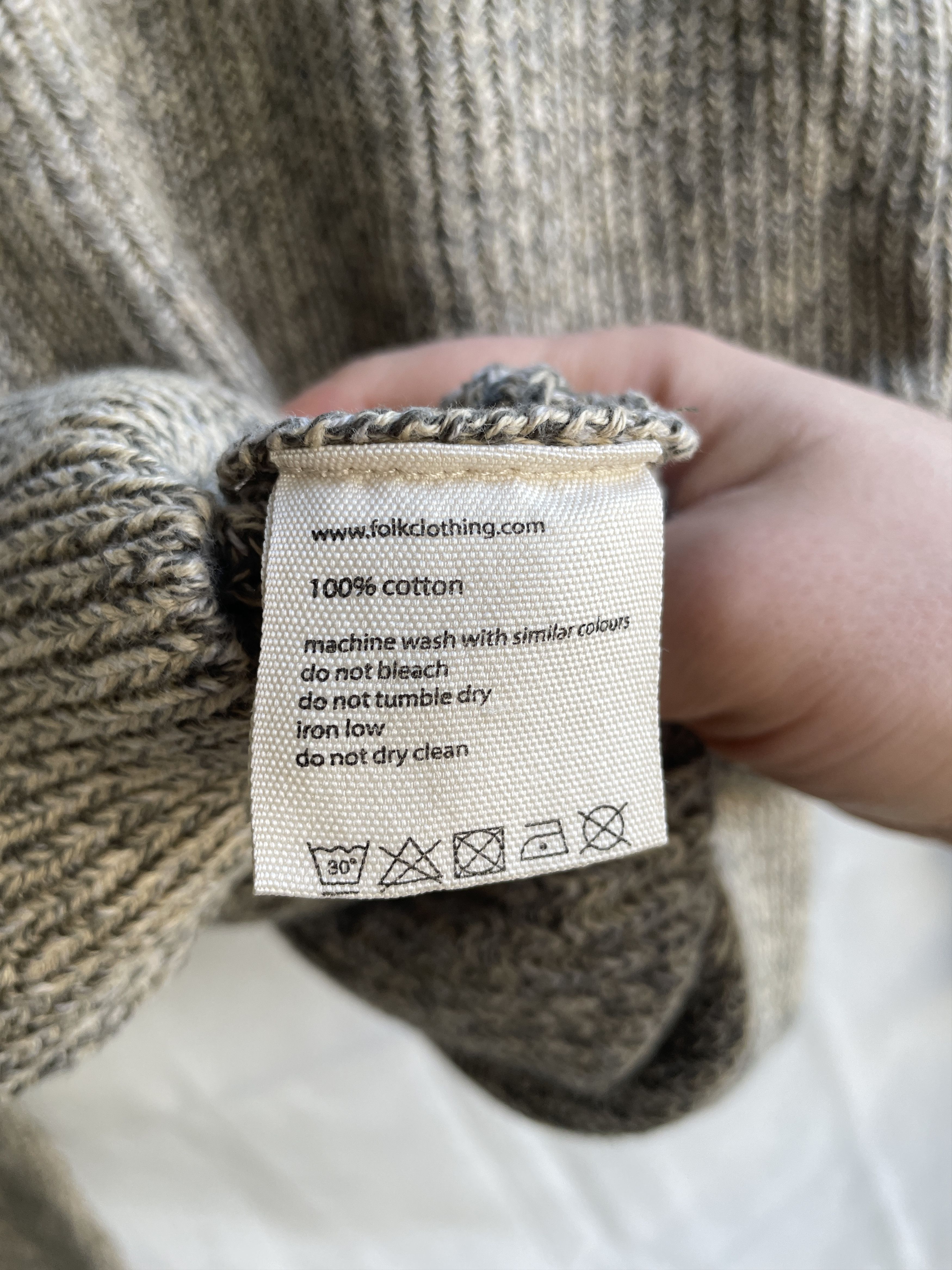 Folk Folk 1/4 Zip Cotton Rib Knit Beige/Gray Sweater Size 2 Size US S / EU 44-46 / 1 - 7 Thumbnail