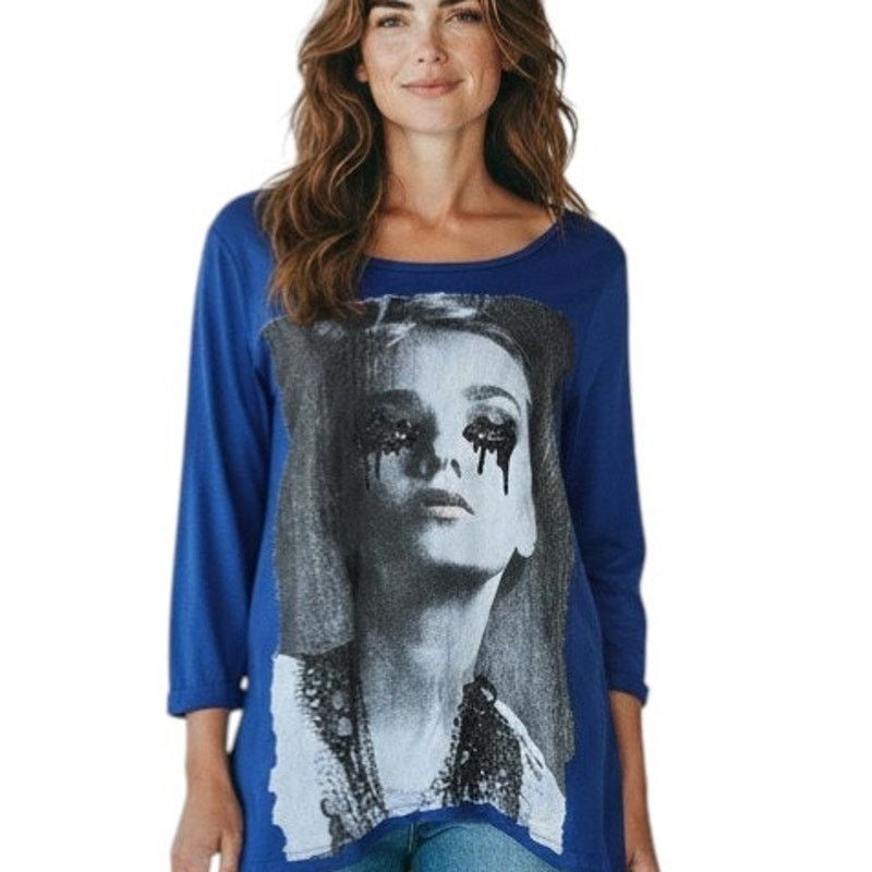 Other NWT Loop 18 Blue Graphic Tee 3/4 sleeve - Size 9/11 M Goth Size M / US 6-8 / IT 42-44 - 1 Thumbnail