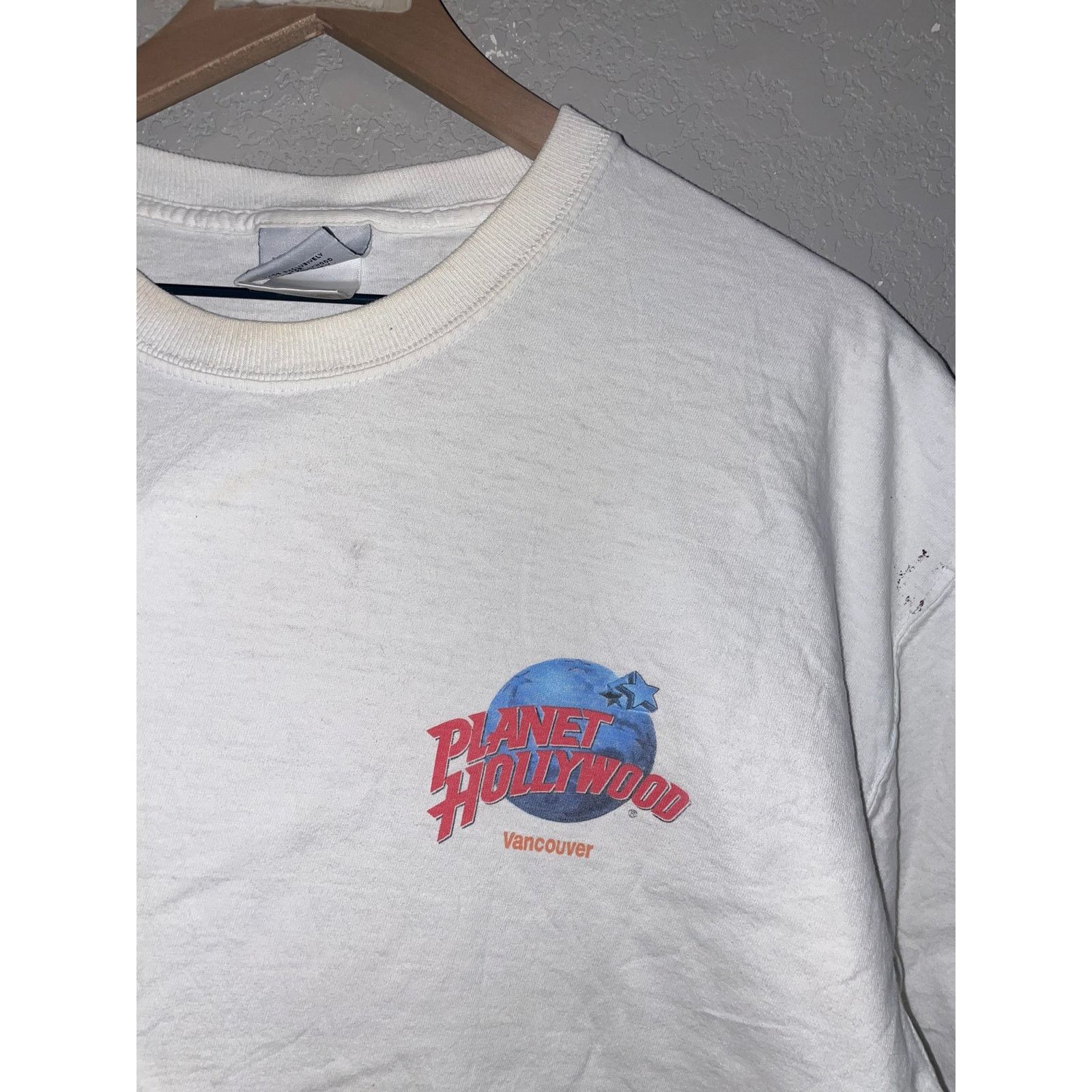 Hard Rock Cafe Vintage Planet Hollywood Shirt Vancouver Canada White XL Tee Size US XL / EU 56 / 4 - 3 Thumbnail