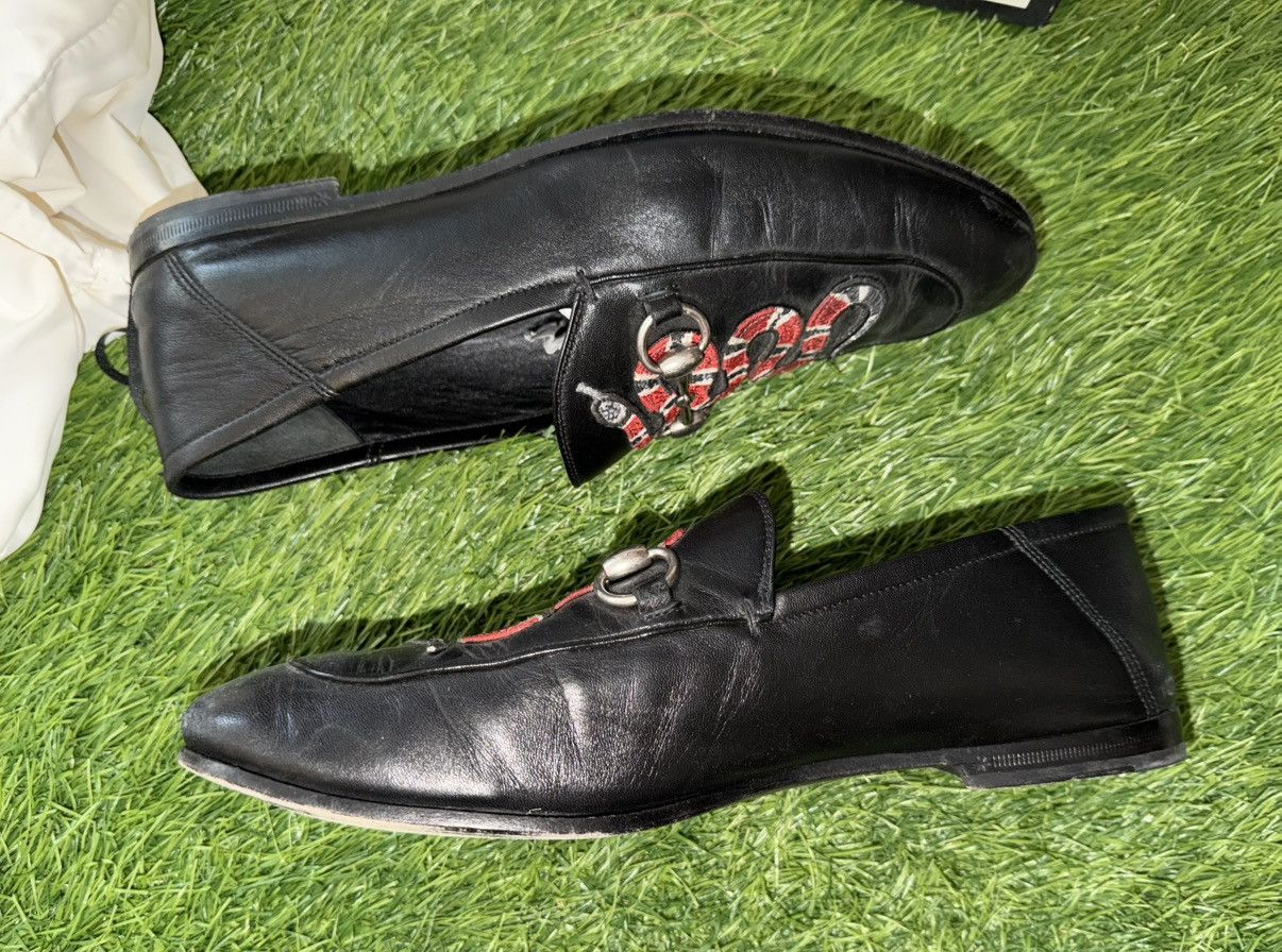 Gucci Gucci Snake Black Leather Horsebit Mens Loafers Size US 8.5 / EU 41-42 - 6 Thumbnail
