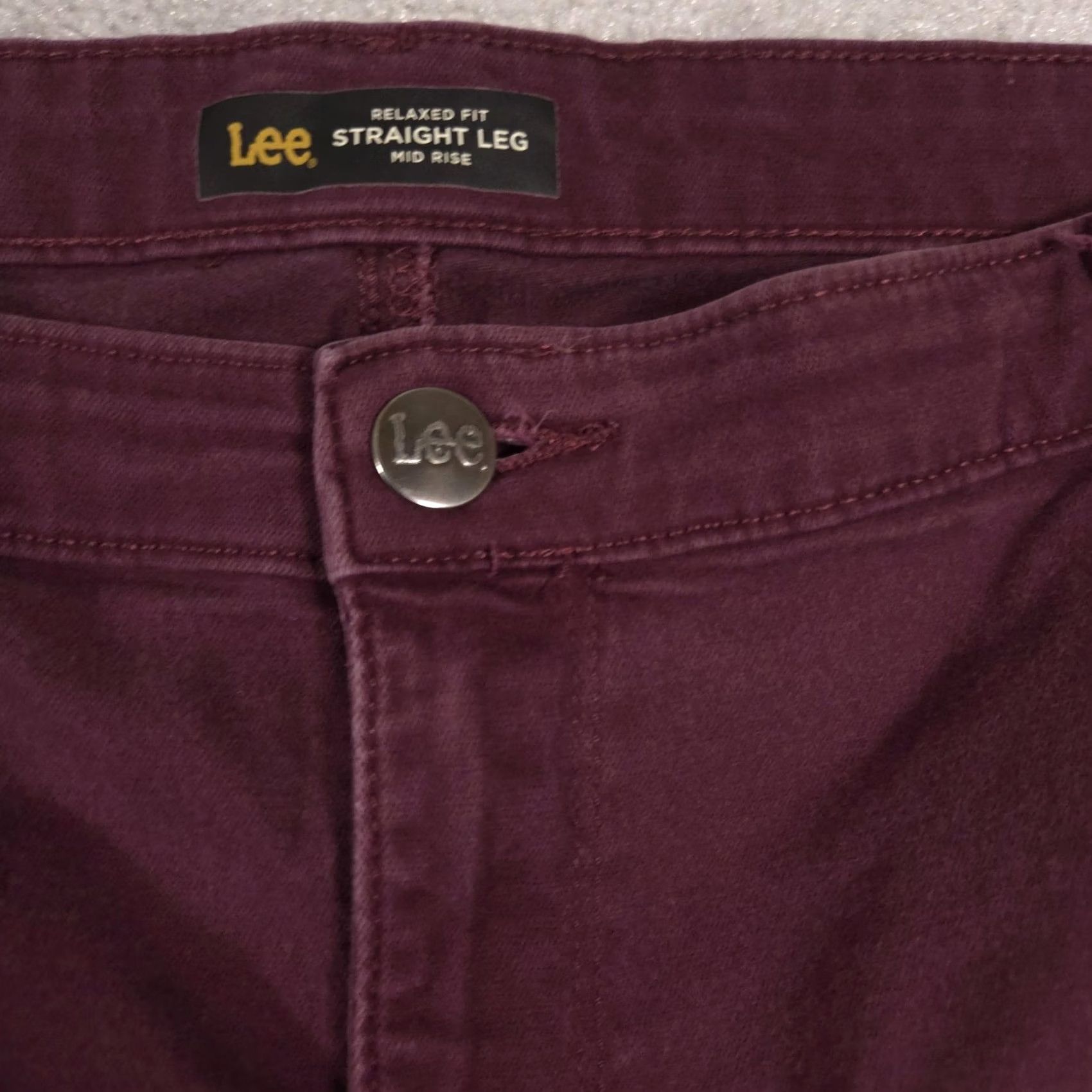 Lee Lee Jeans Womens 18 Long Red Dark Wash Mid Rise Relaxed Straight Stretch Denim Jeans Size 40" / US 18 - 6 Thumbnail