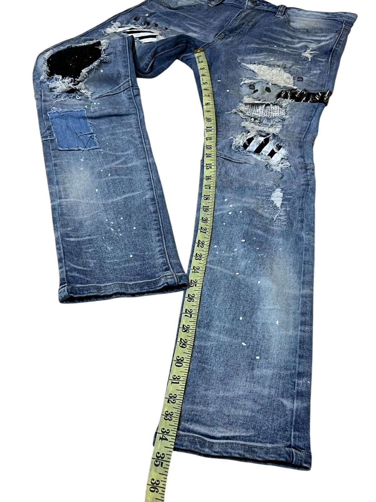 Japanese Brand SICK🔥SMOKE RISE DISTRESSED WITH STUDDED/SPIKE STYLE JEANS Size US 33 - 14 Thumbnail