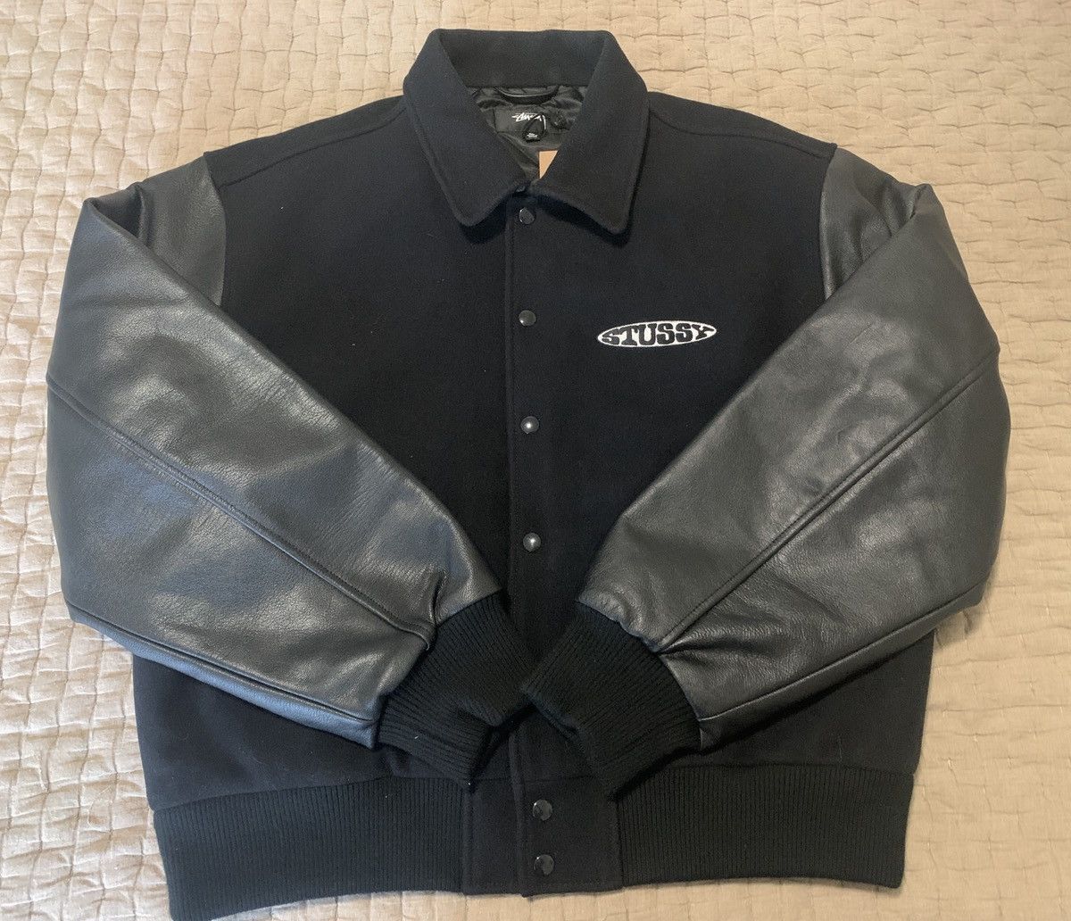 Stussy Small- Stussy X Goldie Metalheadz 30 Varsity Jacket Black