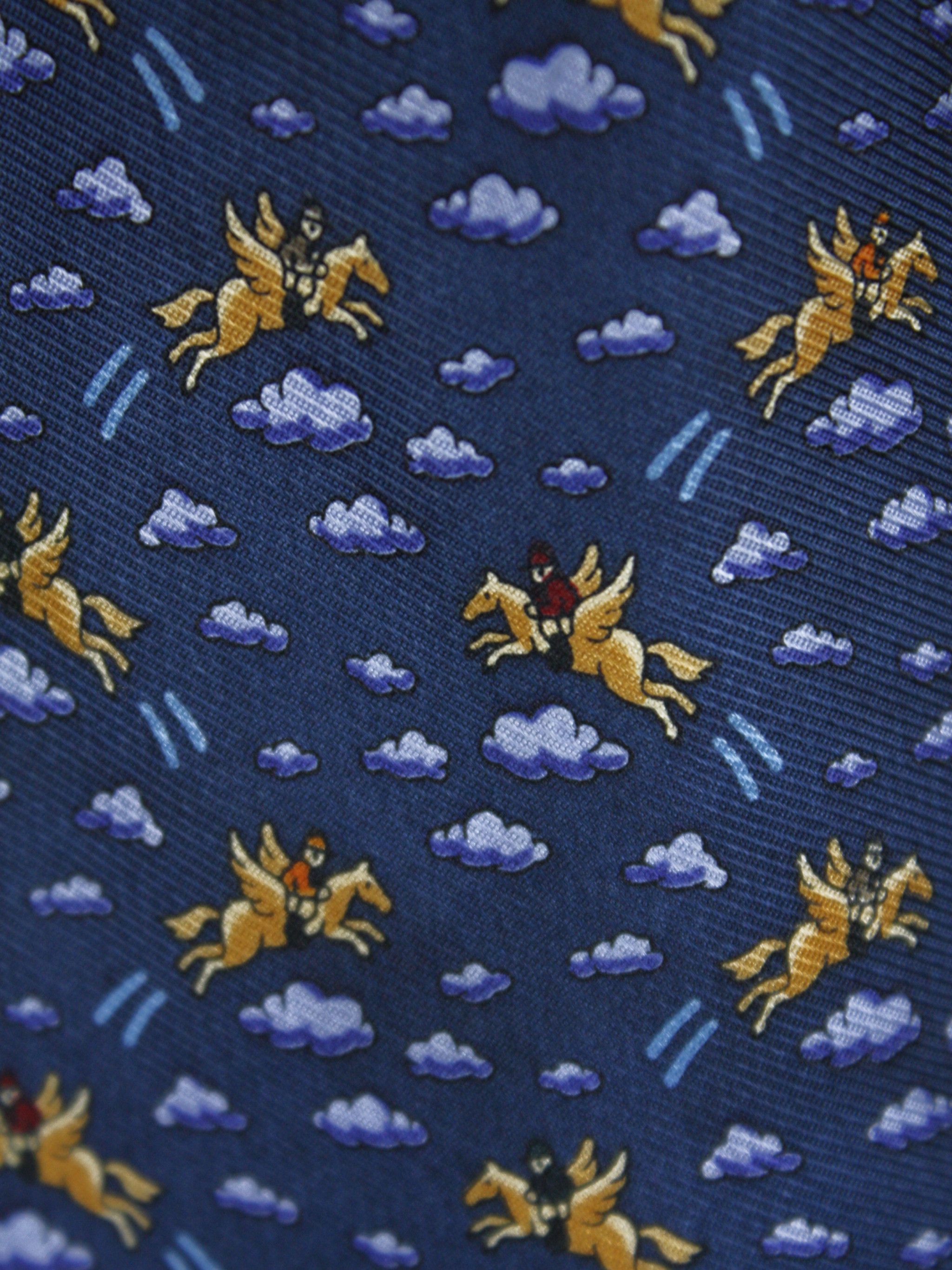 Hermes Hermes Paris Tie Flying Pegasus Horse Print Silk Size ONE SIZE - 2 Thumbnail