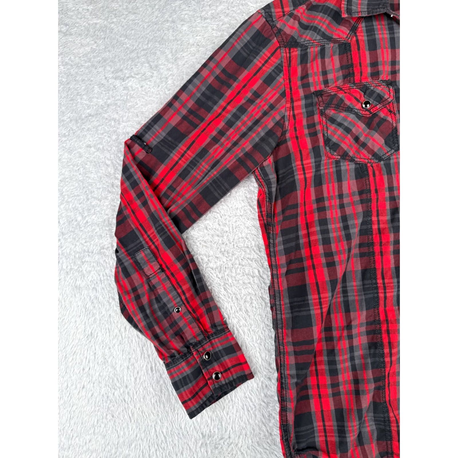 Vintage INC International Concepts Shirt Mens XL Red Plaid Pearl Snap Western Button-Up Cap Collar Size US XL / EU 56 / 4 - 3 Thumbnail