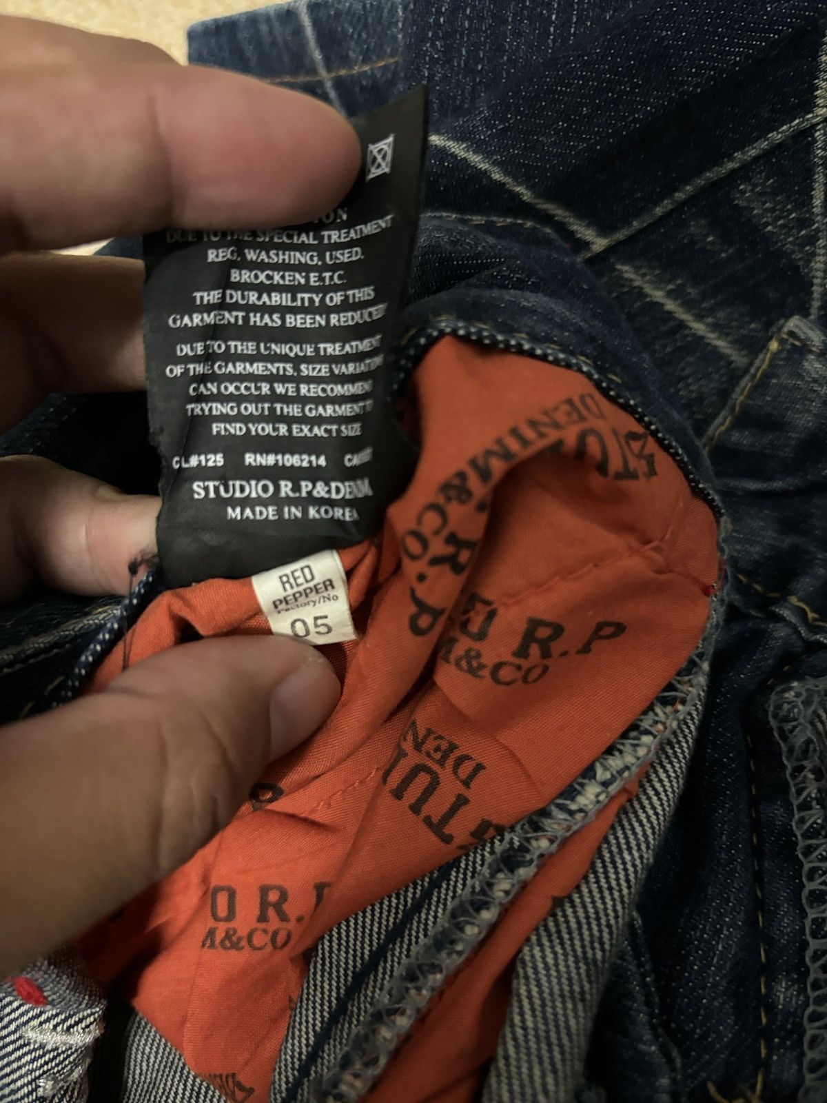Japanese Brand Y2K Studio R.P Red Pepper Flare Denim Jeans Size 28" / US 6 / IT 42 - 10 Thumbnail