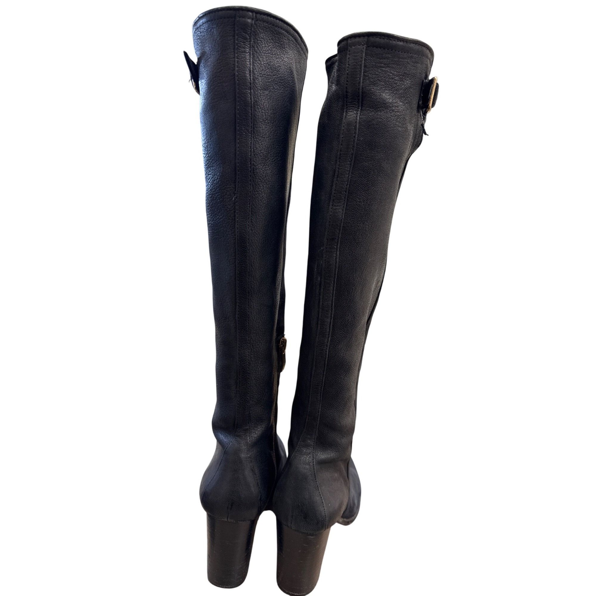 Vince Camuto Vince Camuto Womens Black Leather & Suede Knee Boots Size 6B Size US 6 / IT 36 - 6 Thumbnail