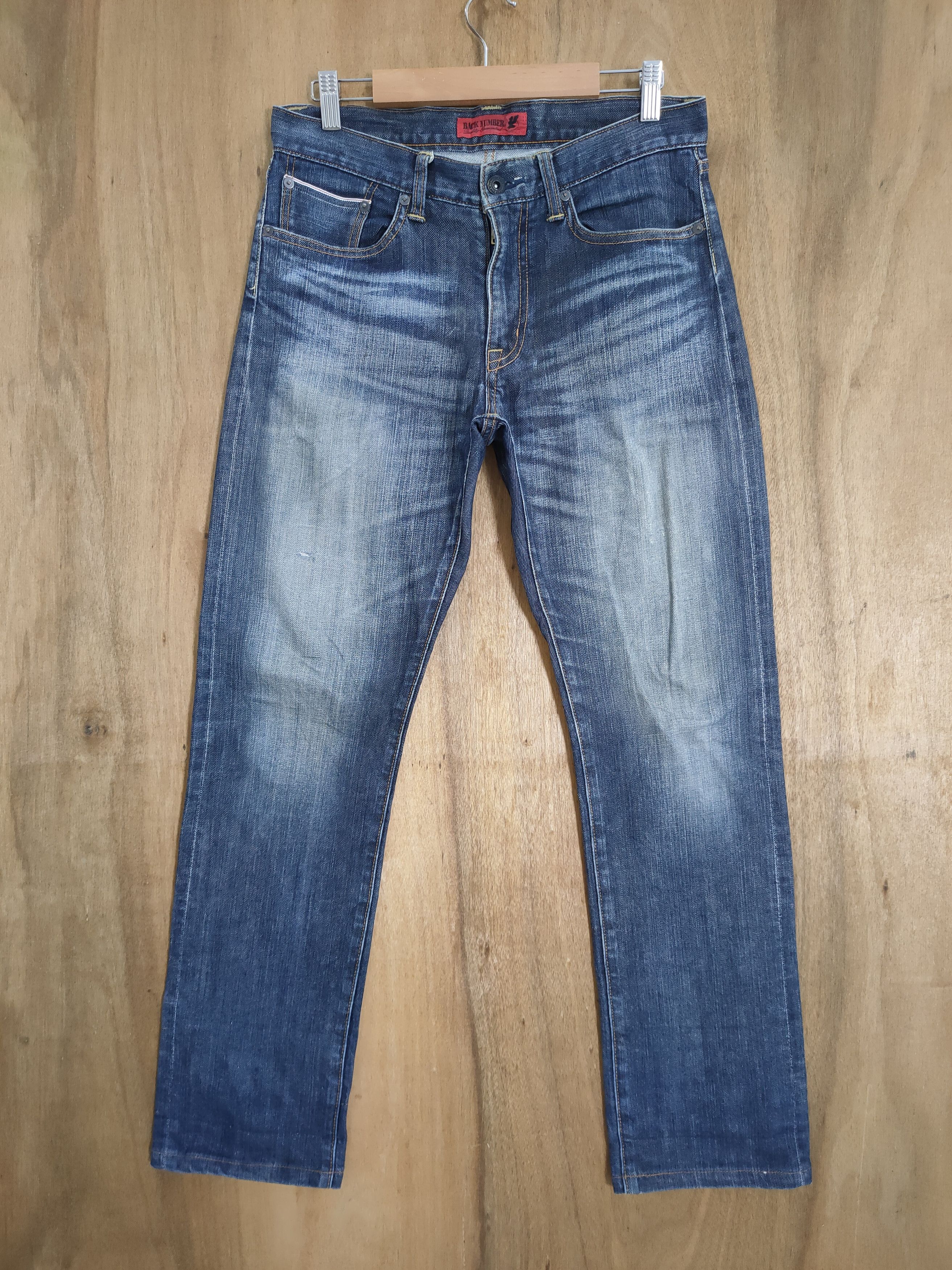 Jean × Numbers VINTAGE BACK NUMBER FADED DISTRESSED DENIM JEANS PANTS Size US 30 / EU 46 - 1 Thumbnail